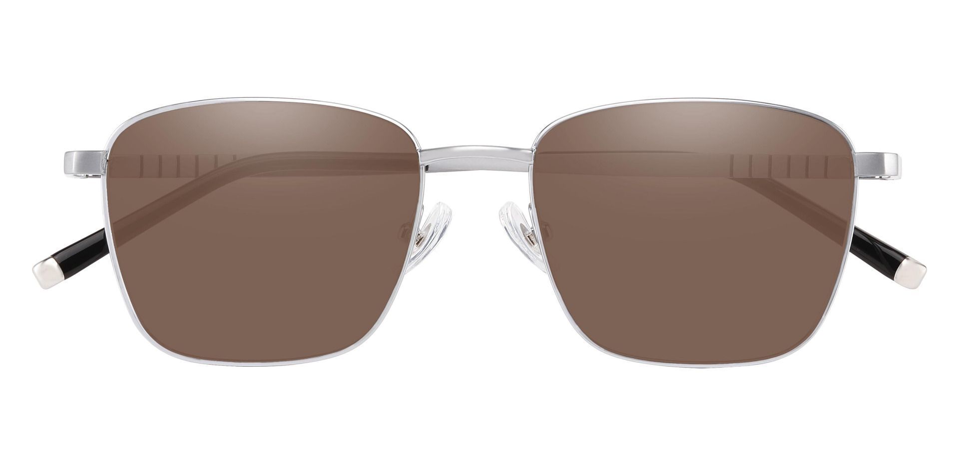May Square Prescription Sunglasses - Silver Frame With Brown Lenses