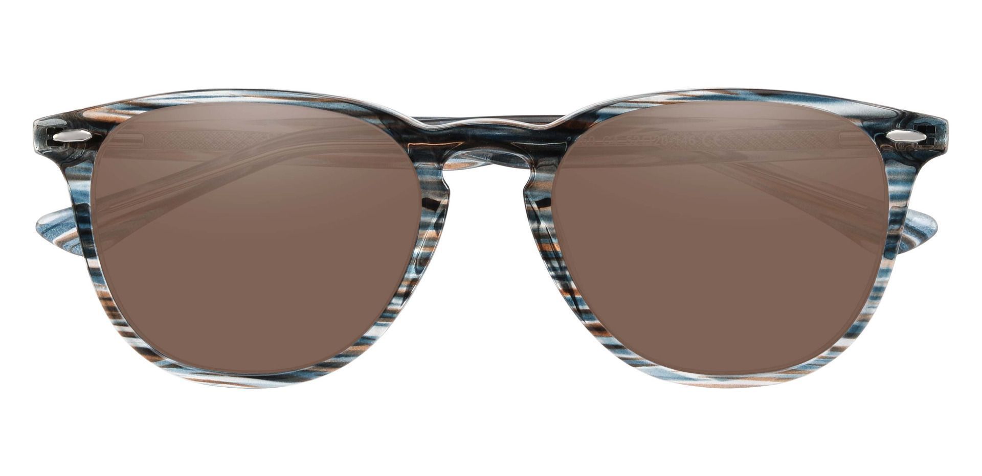 Sycamore Oval Progressive Sunglasses - Blue Frame With Brown Lenses