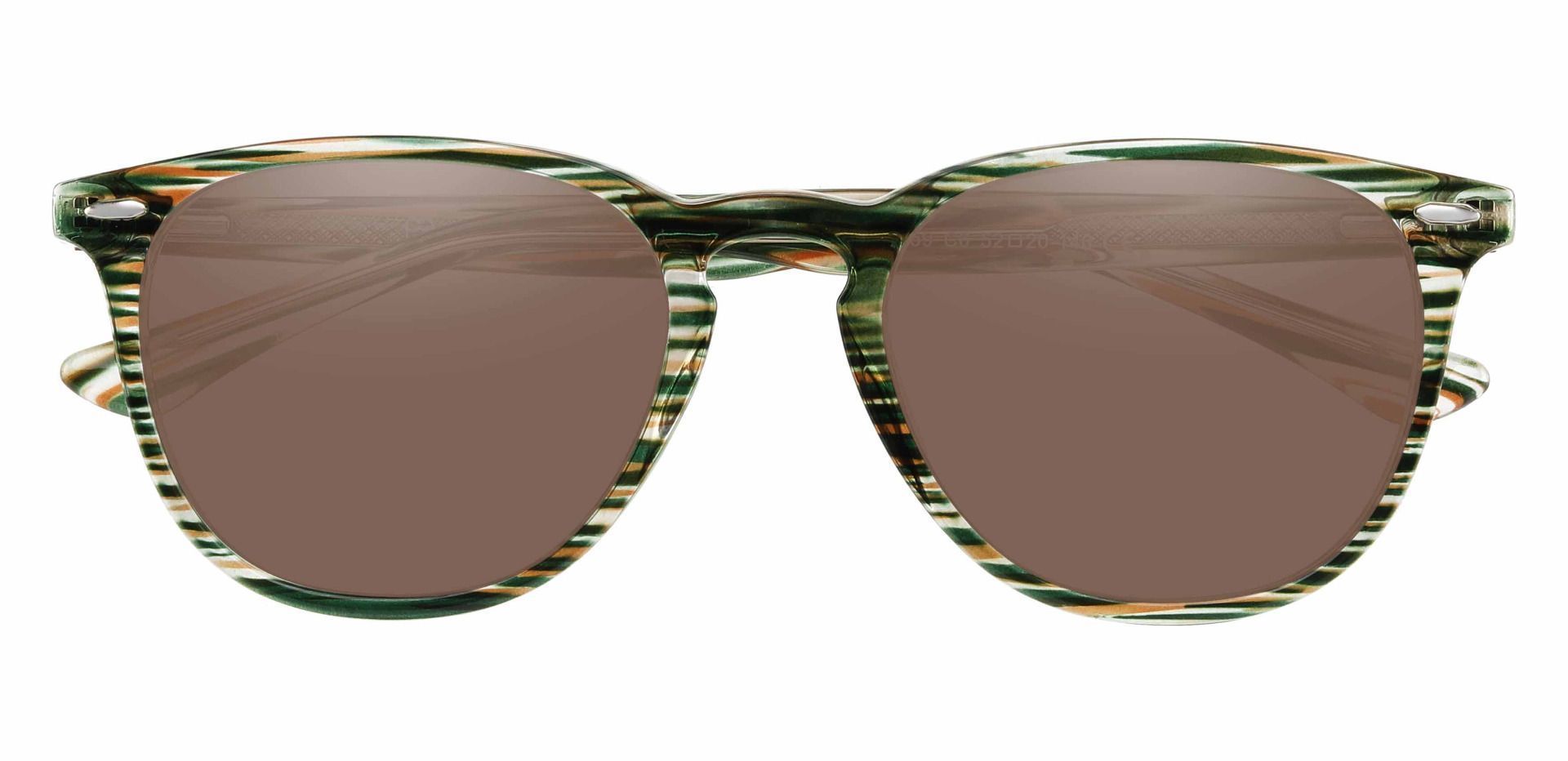 Sycamore Oval Non-Rx Sunglasses - Green Frame With Brown Lenses