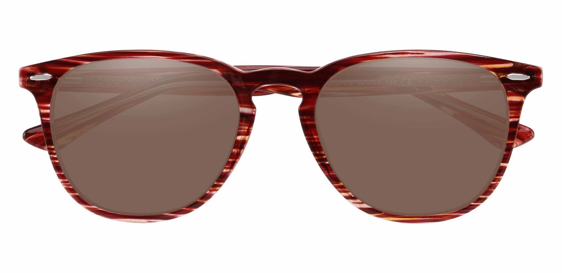 Sycamore Oval Lined Bifocal Sunglasses - Red Frame With Brown Lenses