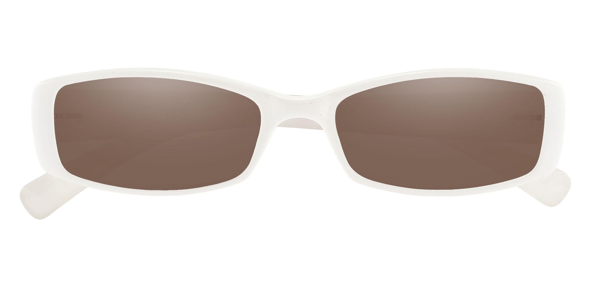 Medora Rectangle Single Vision Sunglasses - White Frame With Brown Lenses
