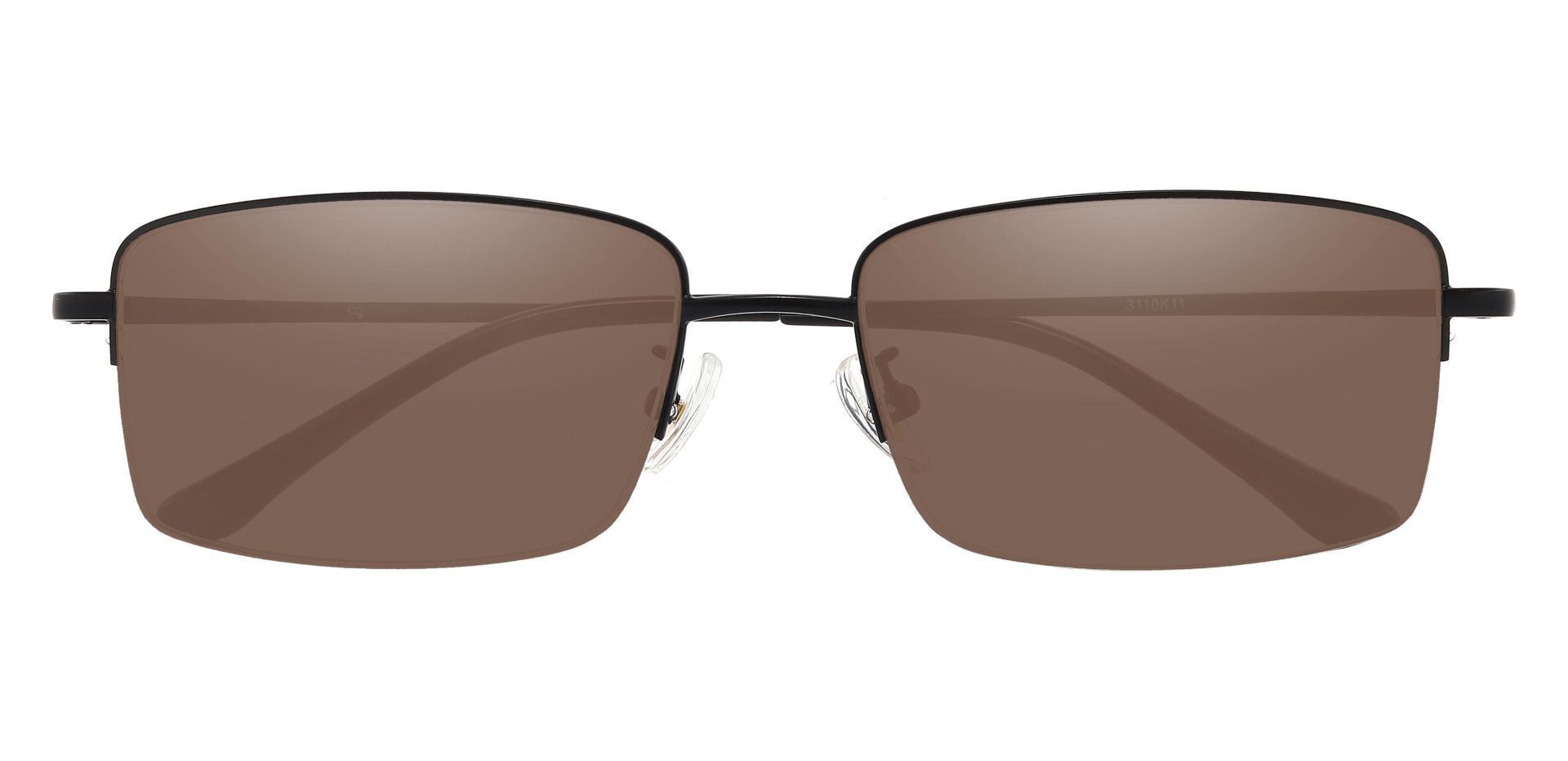 Bellmont Rectangle Prescription Sunglasses - Black Frame With Brown Lenses