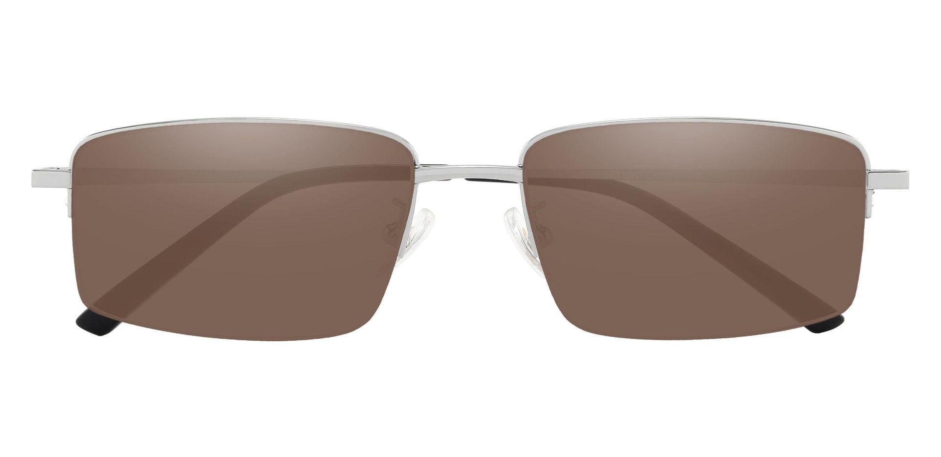 Wayne Rectangle Prescription Sunglasses - Silver Frame With Brown Lenses