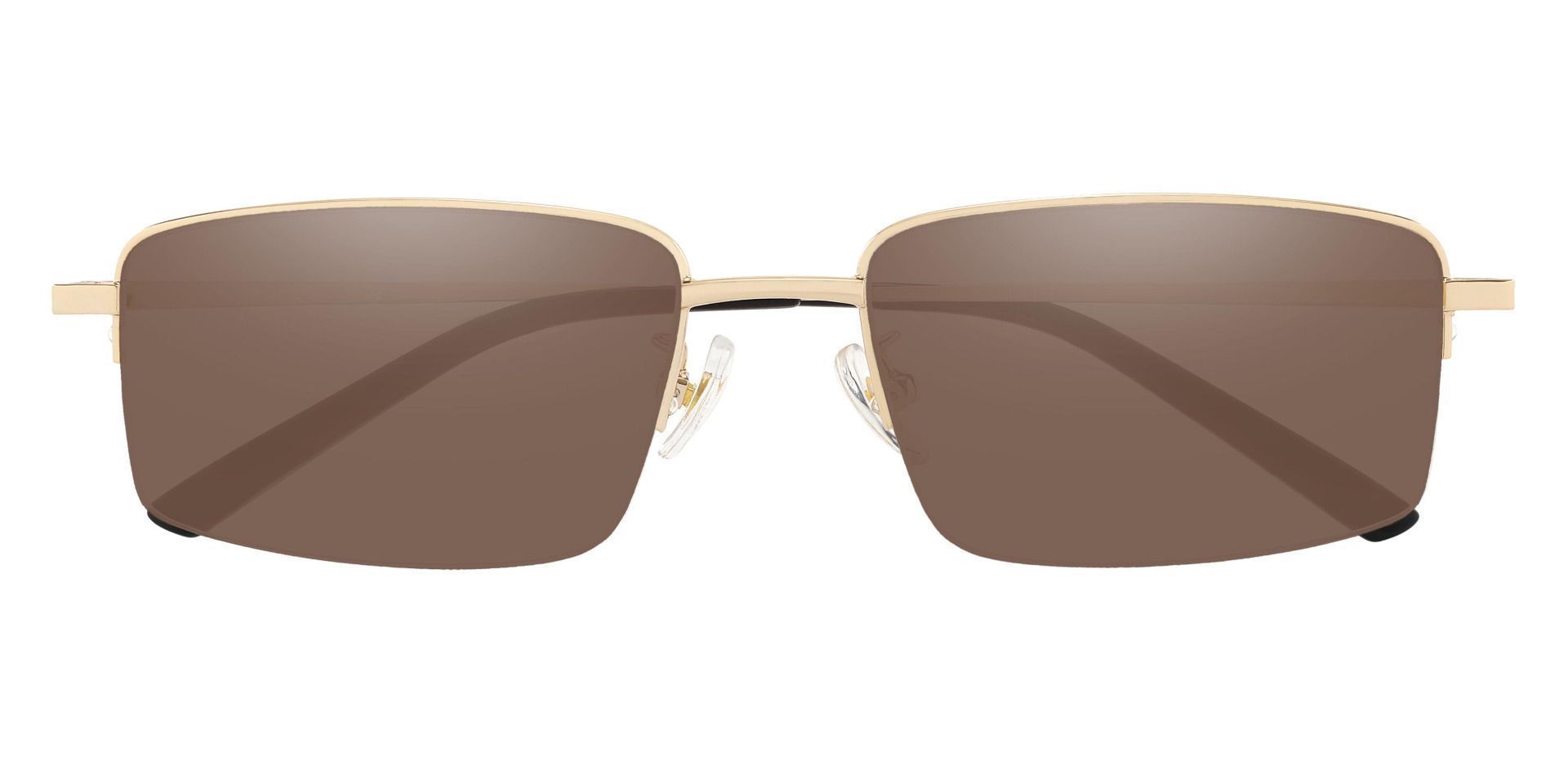 Wayne Rectangle Progressive Sunglasses - Gold Frame With Brown Lenses