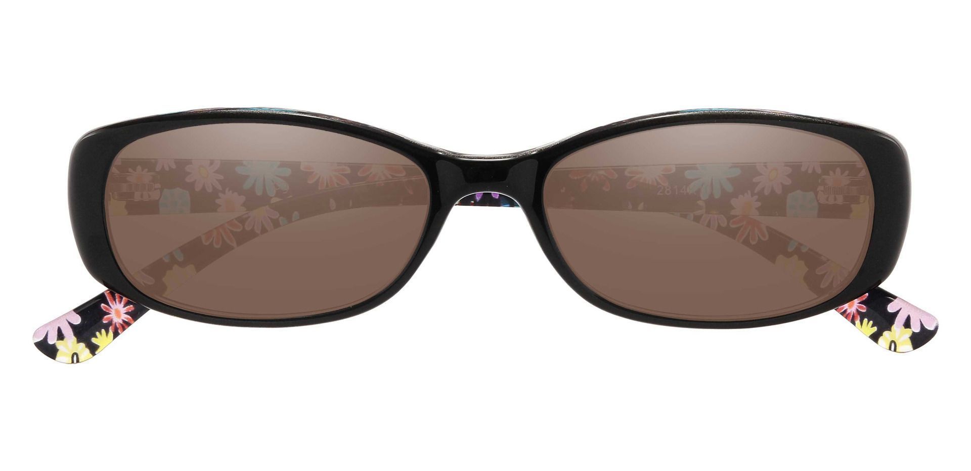 Bethesda Rectangle Reading Sunglasses - Black Frame With Brown Lenses