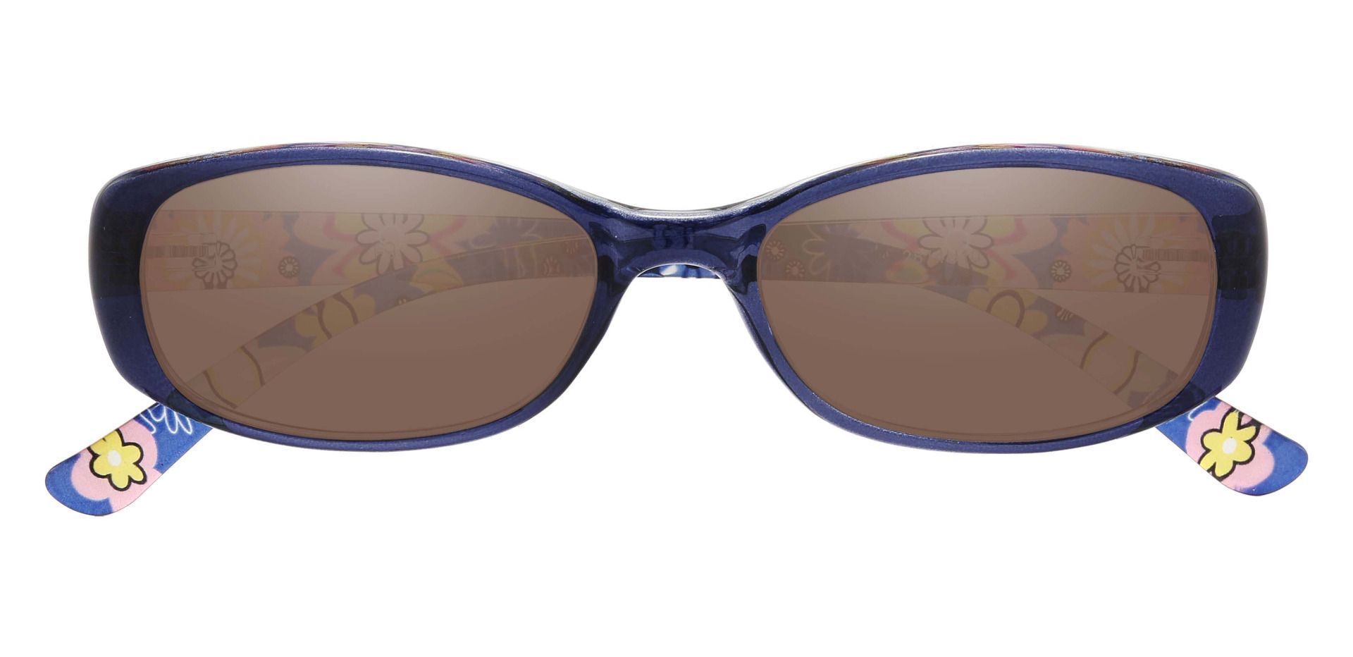 Bethesda Rectangle Lined Bifocal Sunglasses - Blue Frame With Brown Lenses