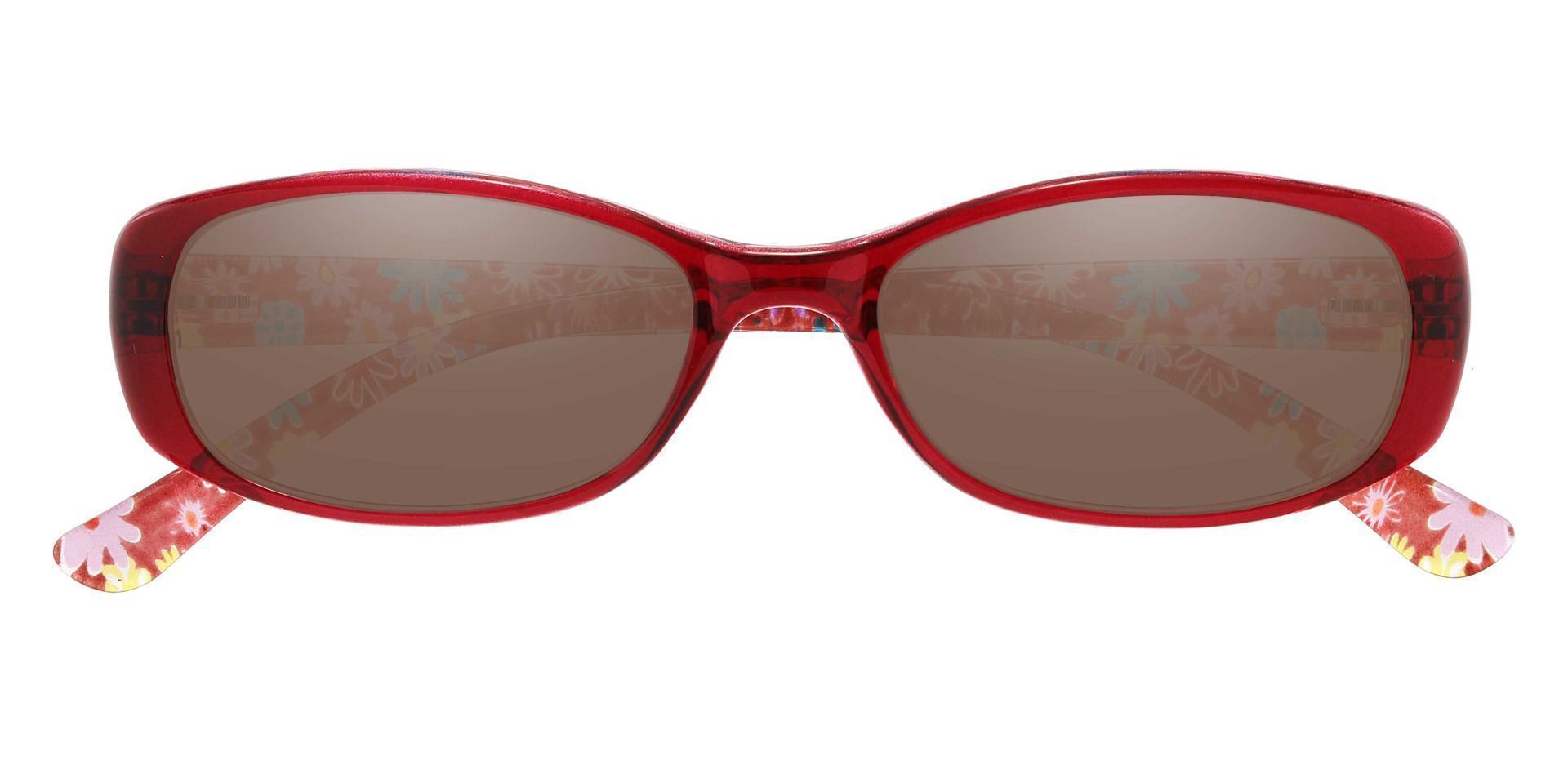 Bethesda Rectangle Lined Bifocal Sunglasses - Red Frame With Brown Lenses