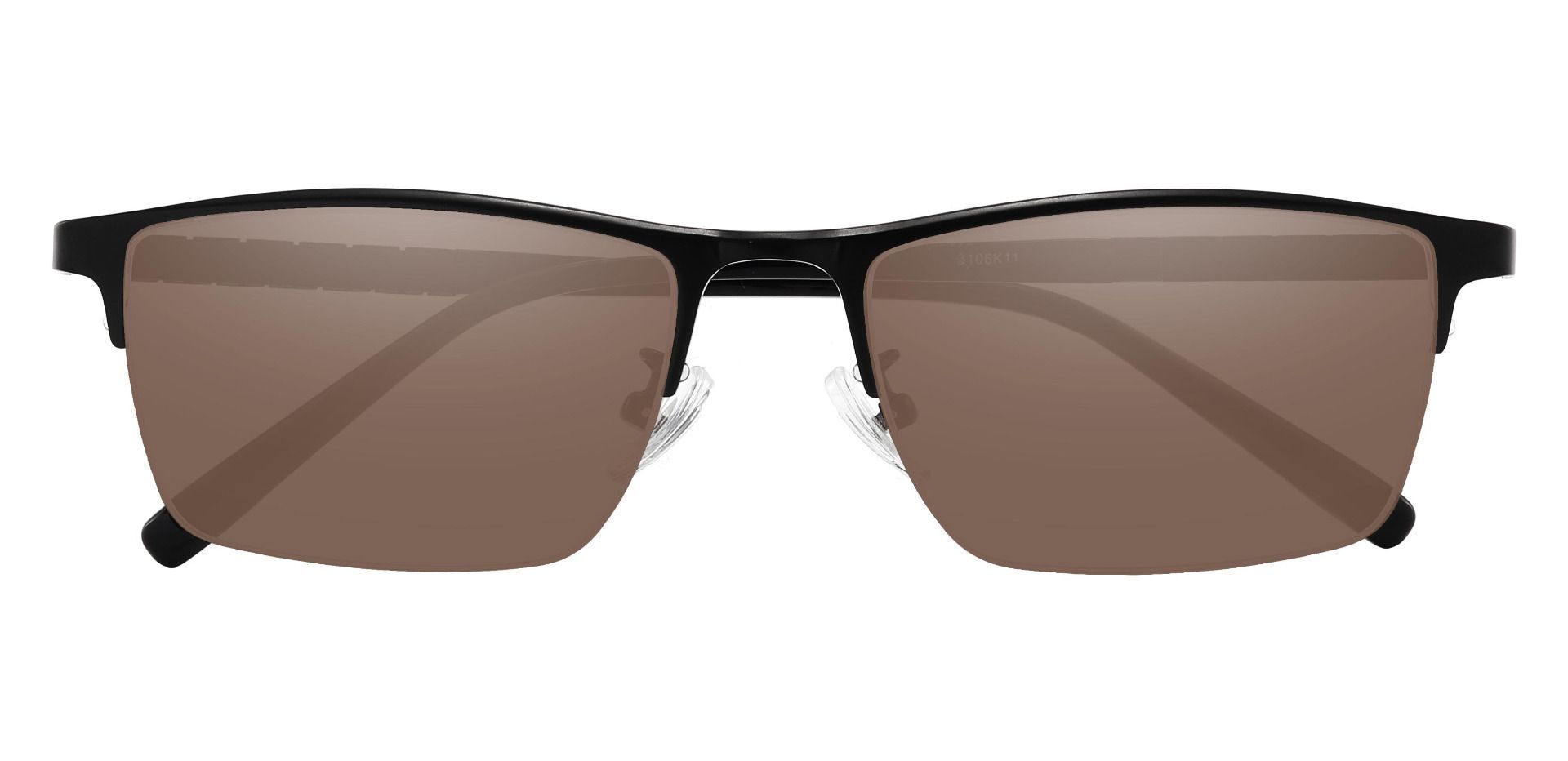 Maine Rectangle Prescription Sunglasses - Black Frame With Brown Lenses