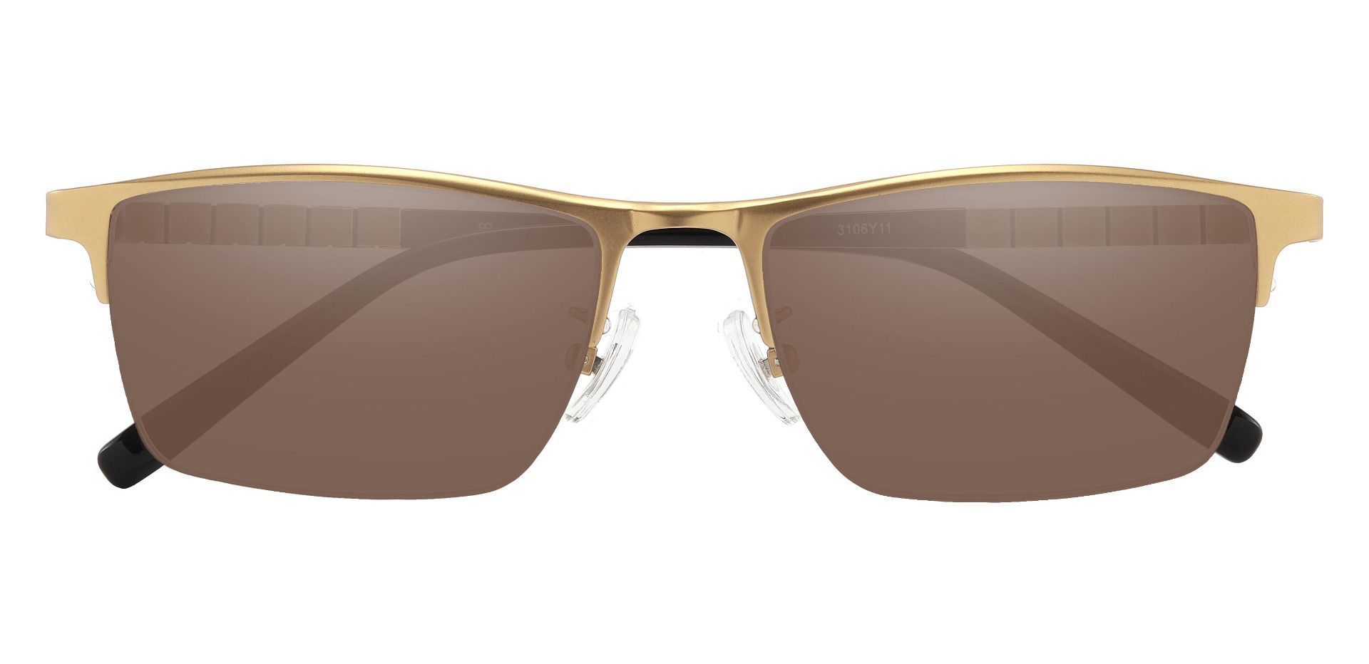Maine Rectangle Non-Rx Sunglasses - Gold Frame With Brown Lenses