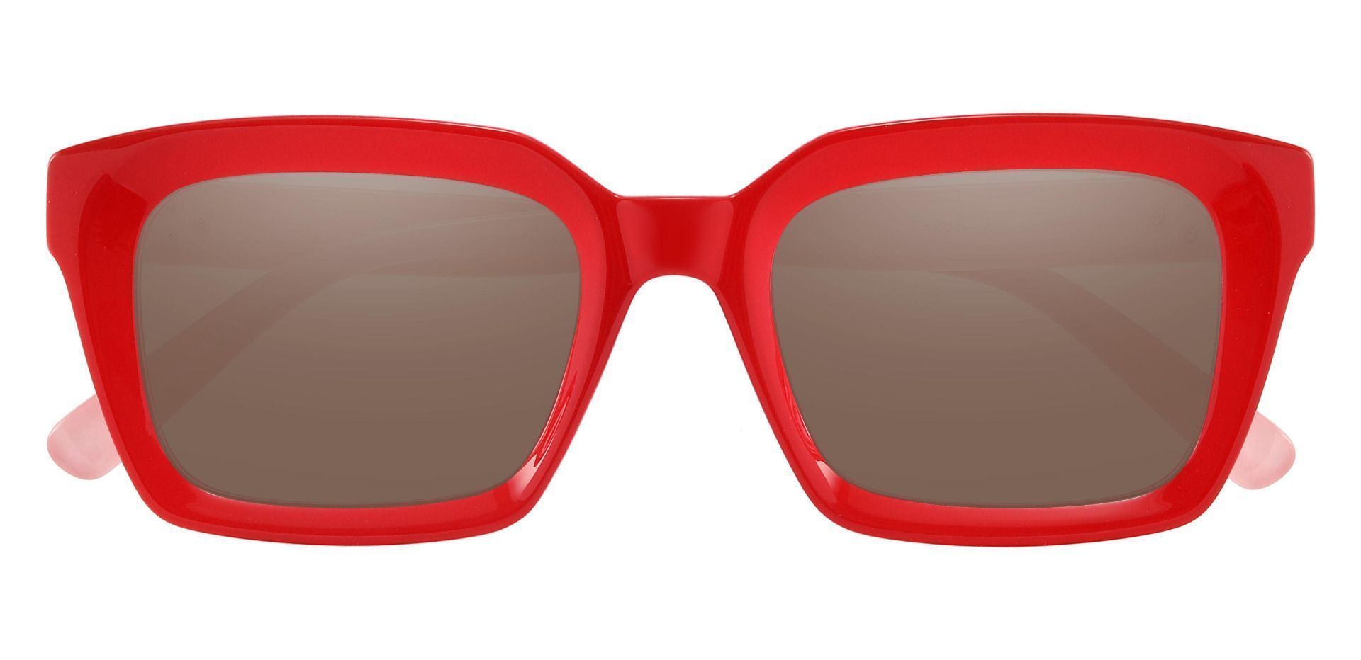 Unity Rectangle Non-Rx Sunglasses - Red Frame With Brown Lenses