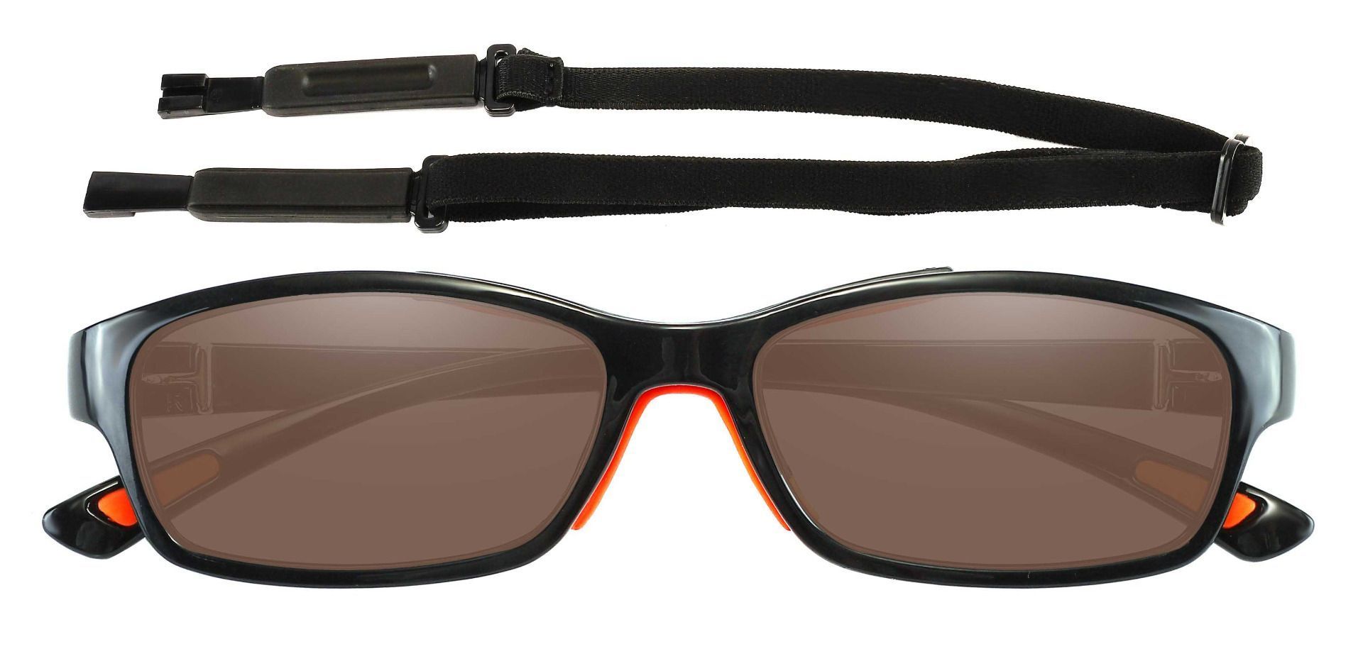 Glynn Rectangle Reading Sunglasses - Black Frame With Brown Lenses