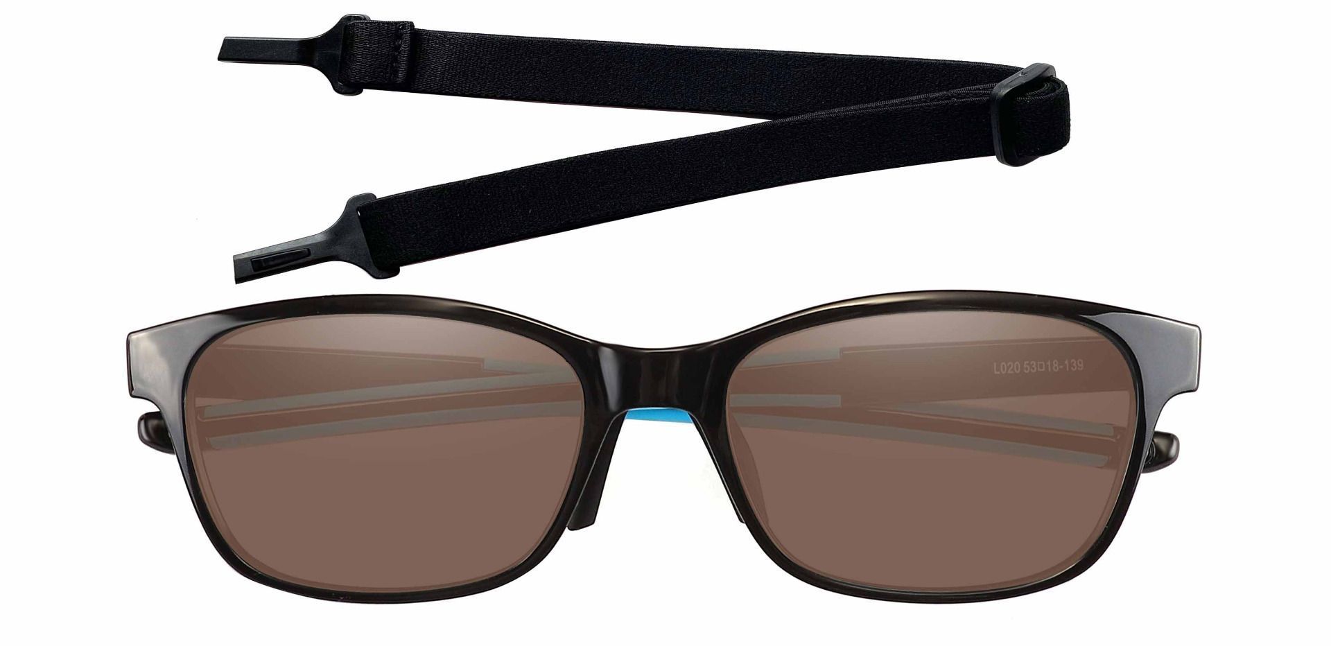 Higgins Rectangle Non-Rx Sunglasses - Black Frame With Brown Lenses