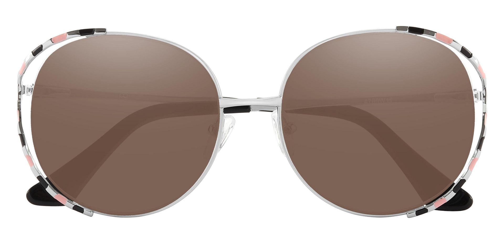Dorothy Oval Non-Rx Sunglasses - Black Frame With Brown Lenses