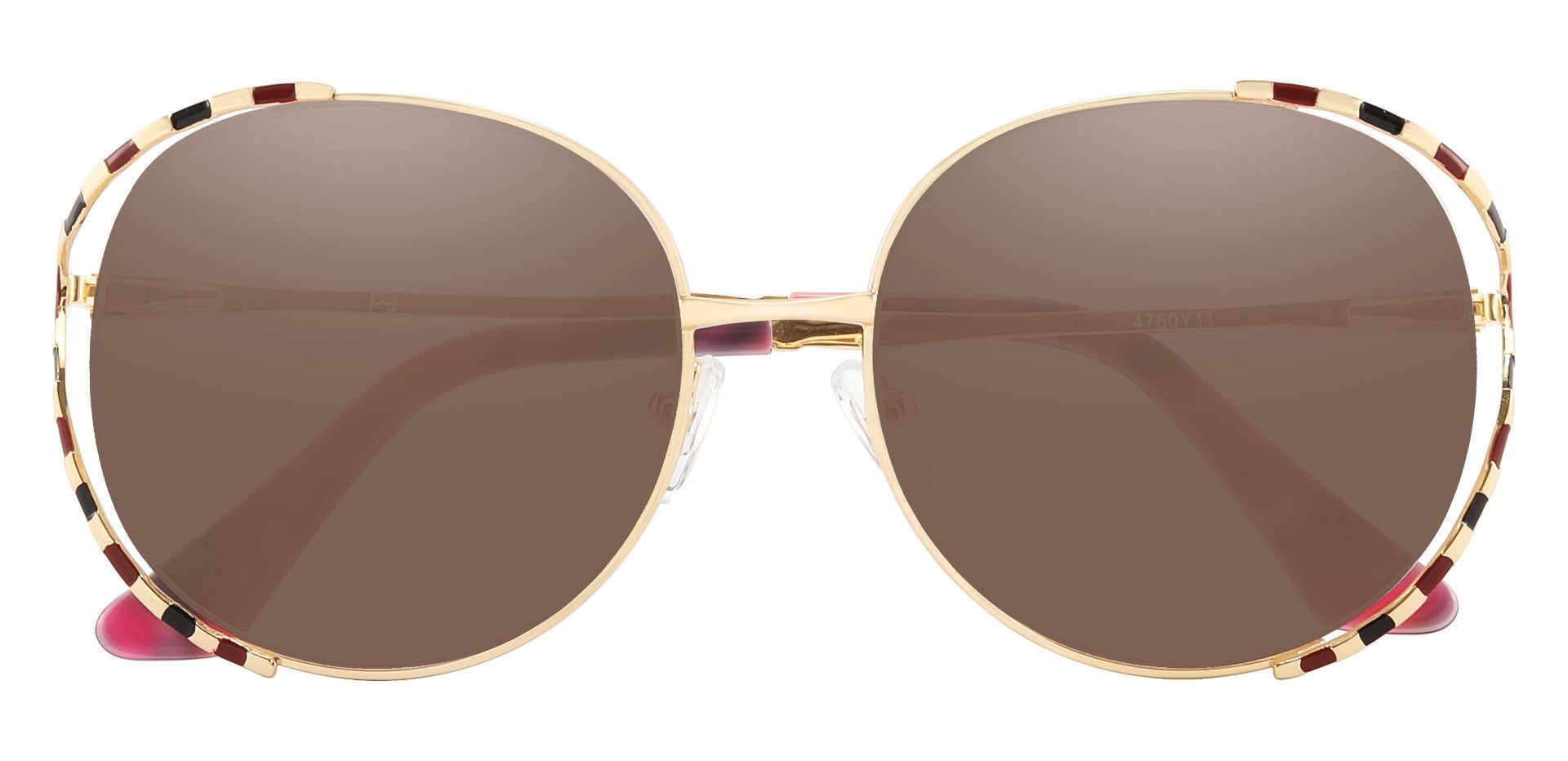 Dorothy Oval Lined Bifocal Sunglasses - Pink Frame With Brown Lenses