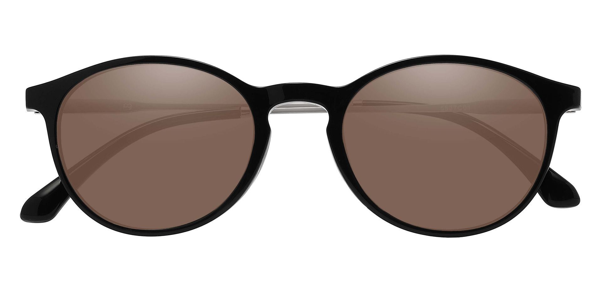 Felton Oval Prescription Sunglasses - Black Frame With Brown Lenses