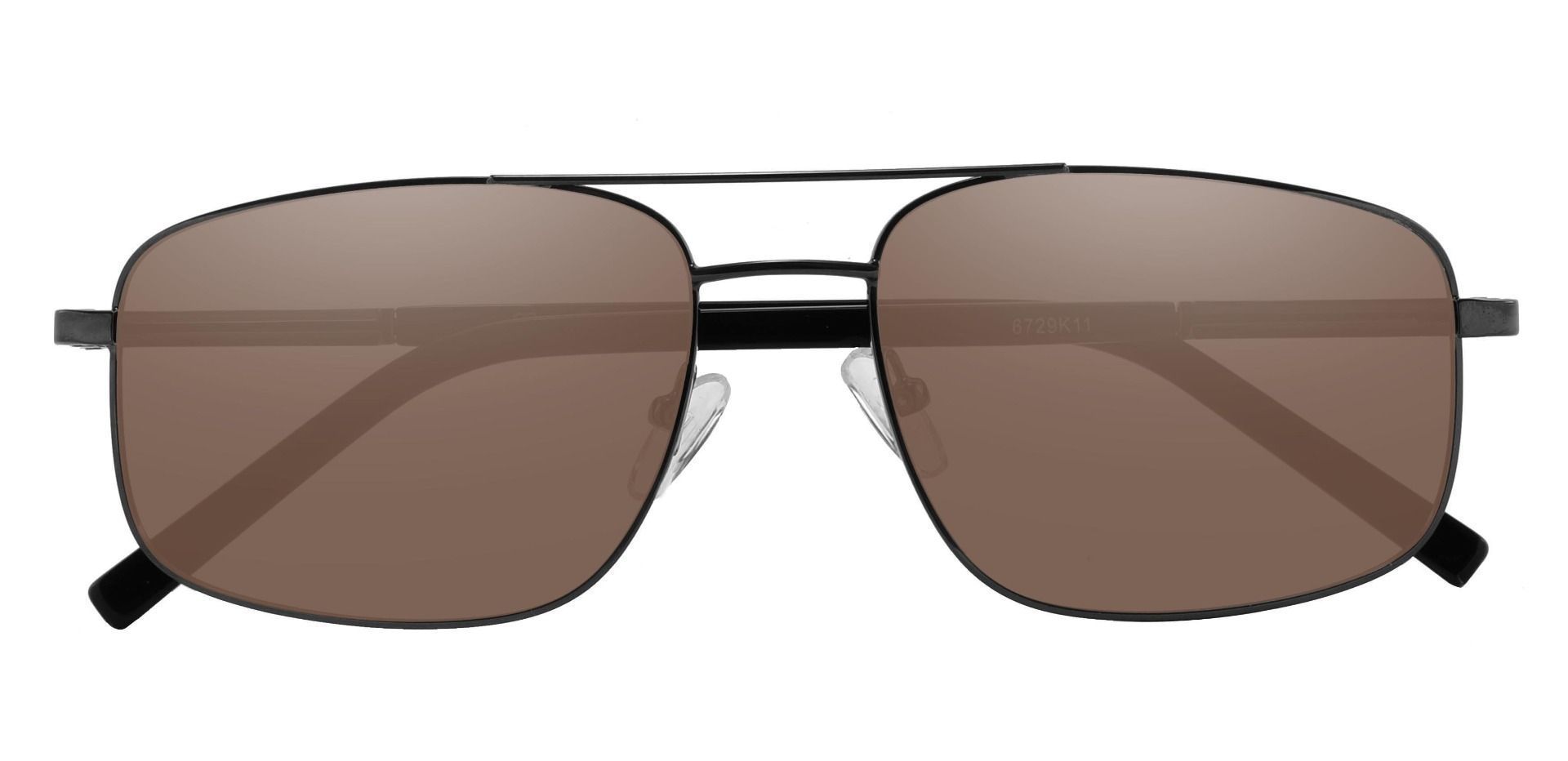 Davenport Aviator Prescription Sunglasses - Black Frame With Brown Lenses