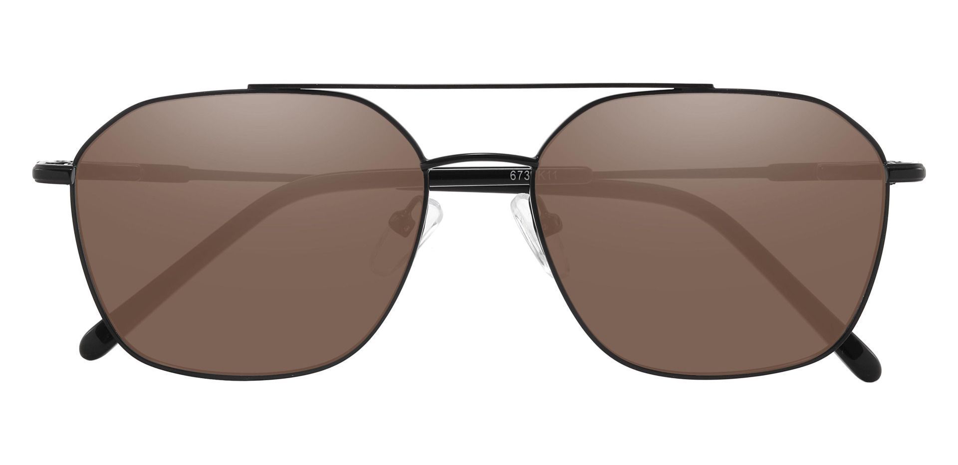 Harvey Aviator Reading Sunglasses - Black Frame With Brown Lenses