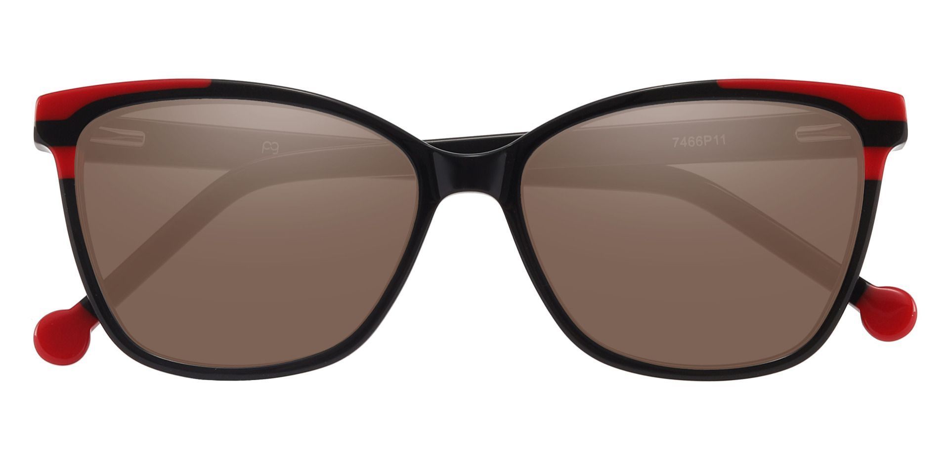 Shania Cat Eye Non-Rx Sunglasses - Black Frame With Brown Lenses