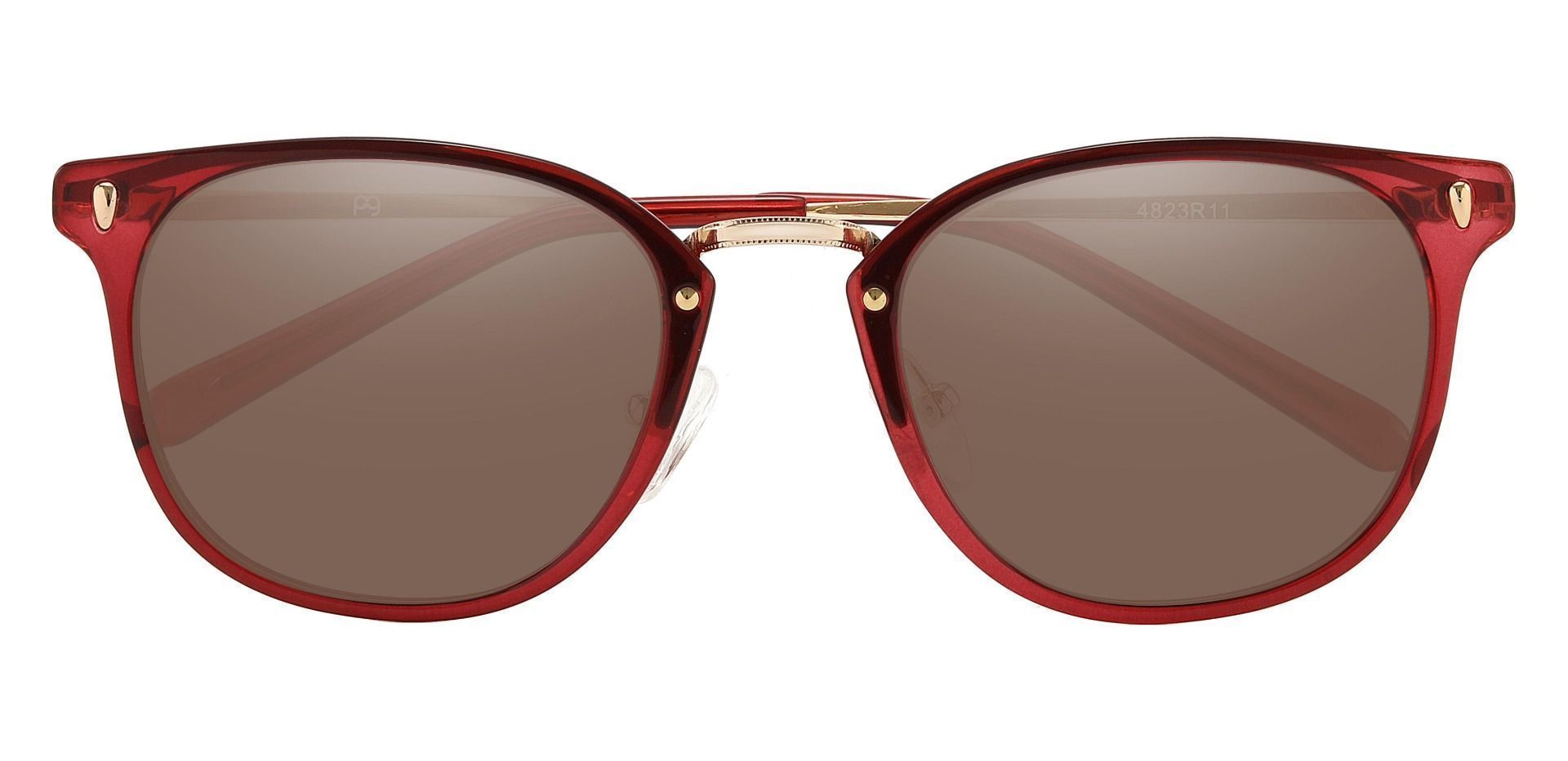 St. Clair Oval Prescription Sunglasses - Red Frame With Brown Lenses