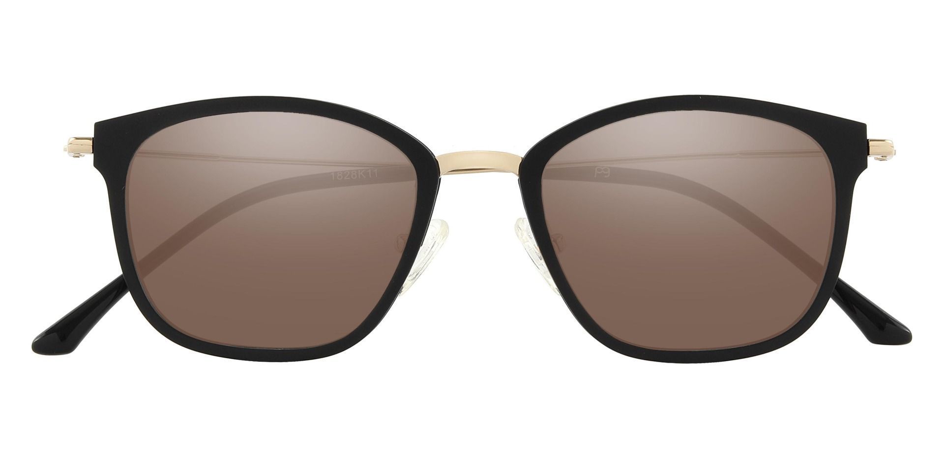 Brooklyn Square Prescription Sunglasses - Black Frame With Brown Lenses