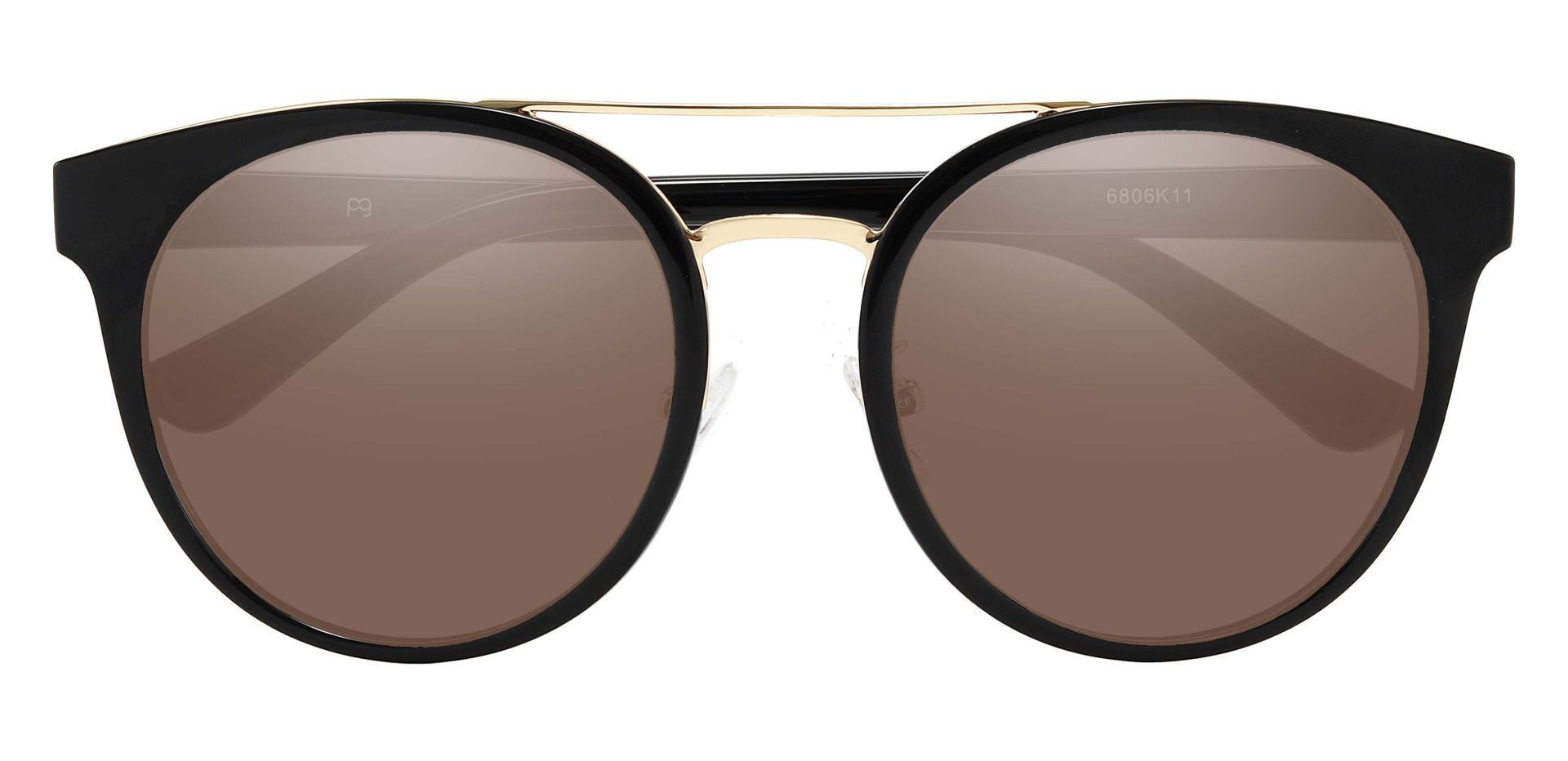 Oasis Aviator Prescription Sunglasses - Black Frame With Brown Lenses