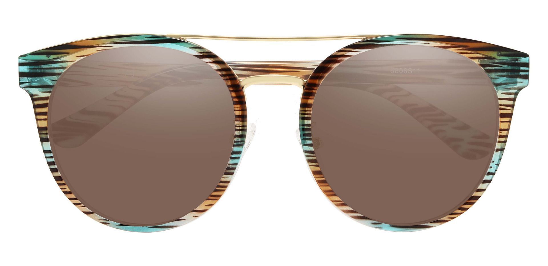 Oasis Aviator Prescription Sunglasses - Striped Frame With Brown Lenses