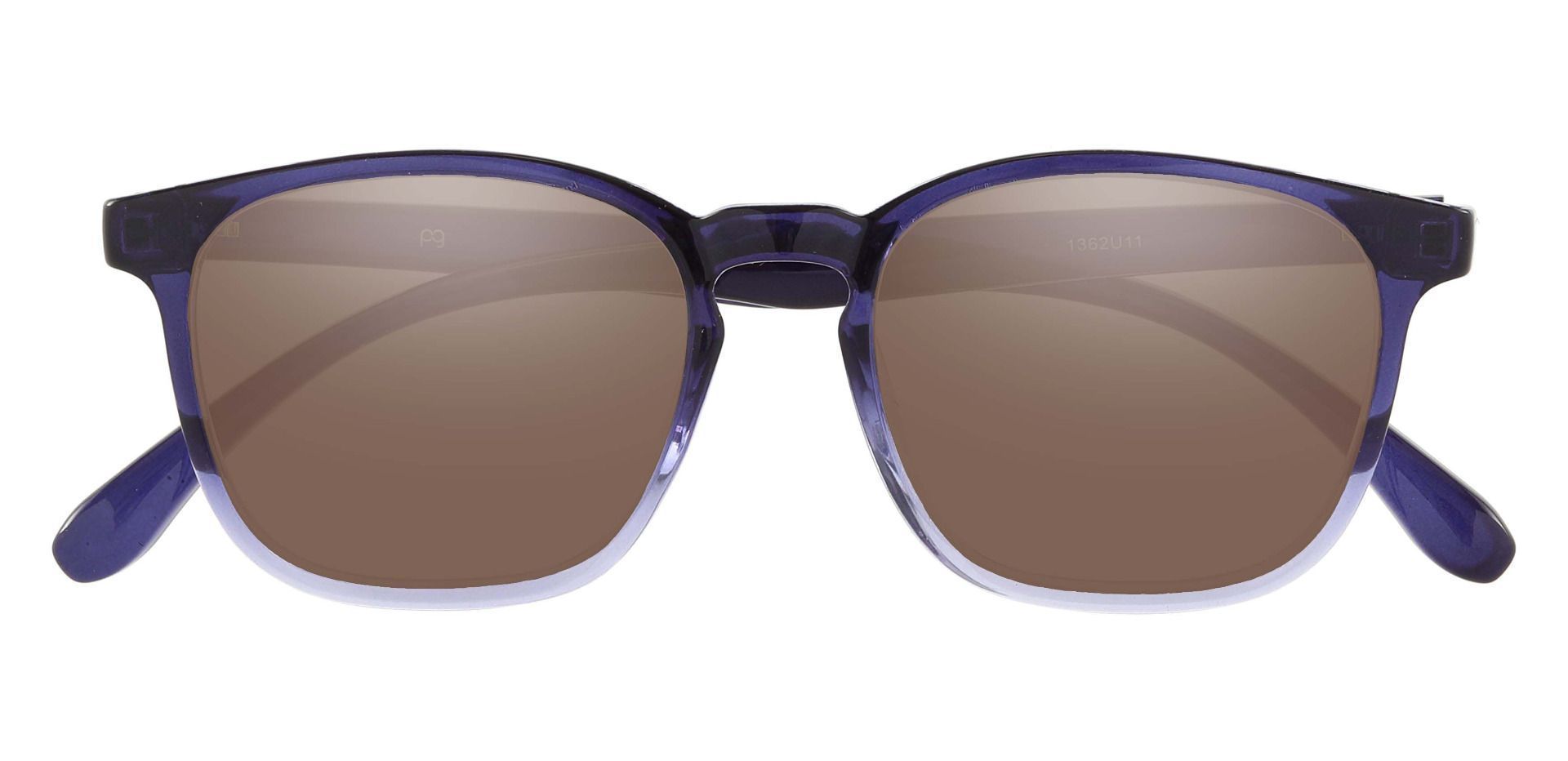 Gateway Square Prescription Sunglasses - Blue Frame With Brown Lenses