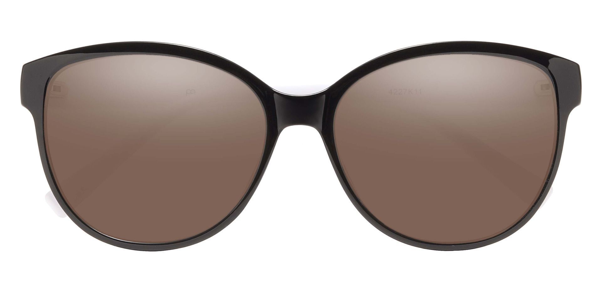 Rabia Oval Lined Bifocal Sunglasses - Black Frame With Brown Lenses