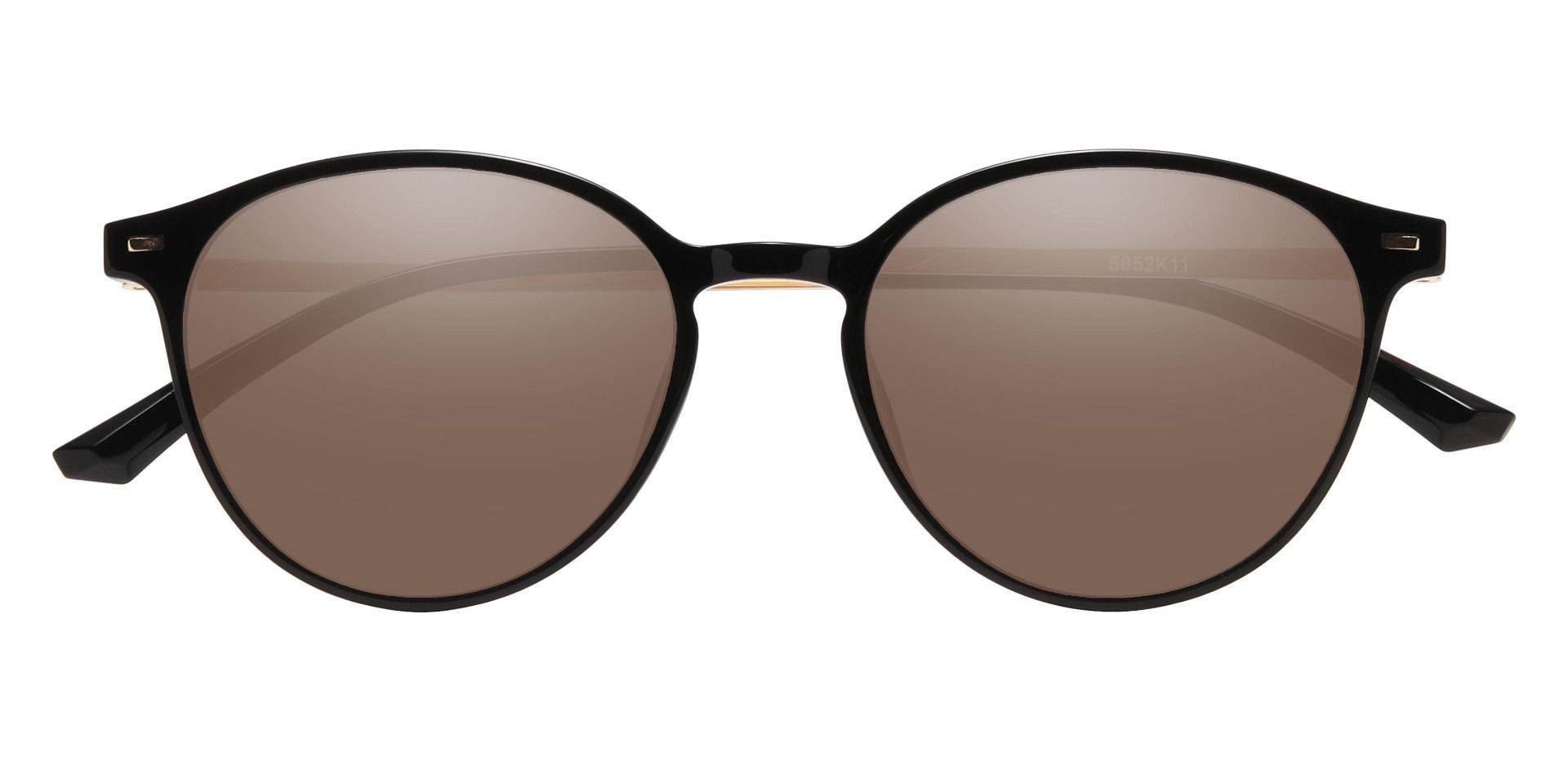 Springer Round Reading Sunglasses - Black Frame With Brown Lenses