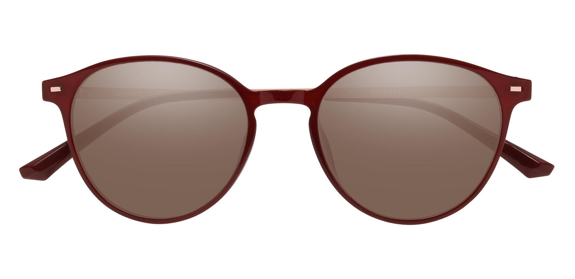 Springer Round Lined Bifocal Sunglasses - Red Frame With Brown Lenses