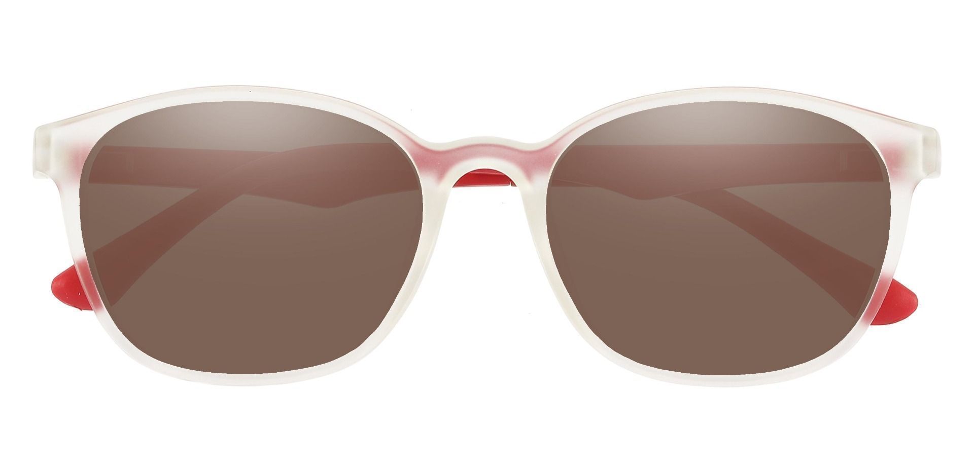 Ursula Oval Non-Rx Sunglasses - Matte Clear Frame With Brown Lenses