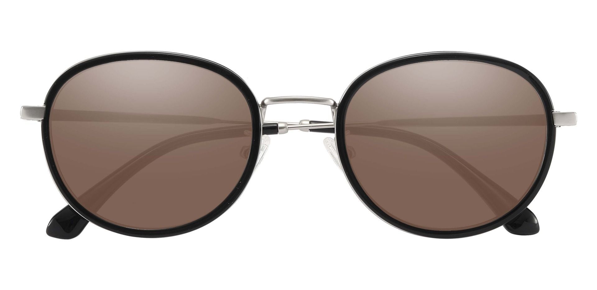 Edmore Oval Prescription Sunglasses - Black Frame With Brown Lenses