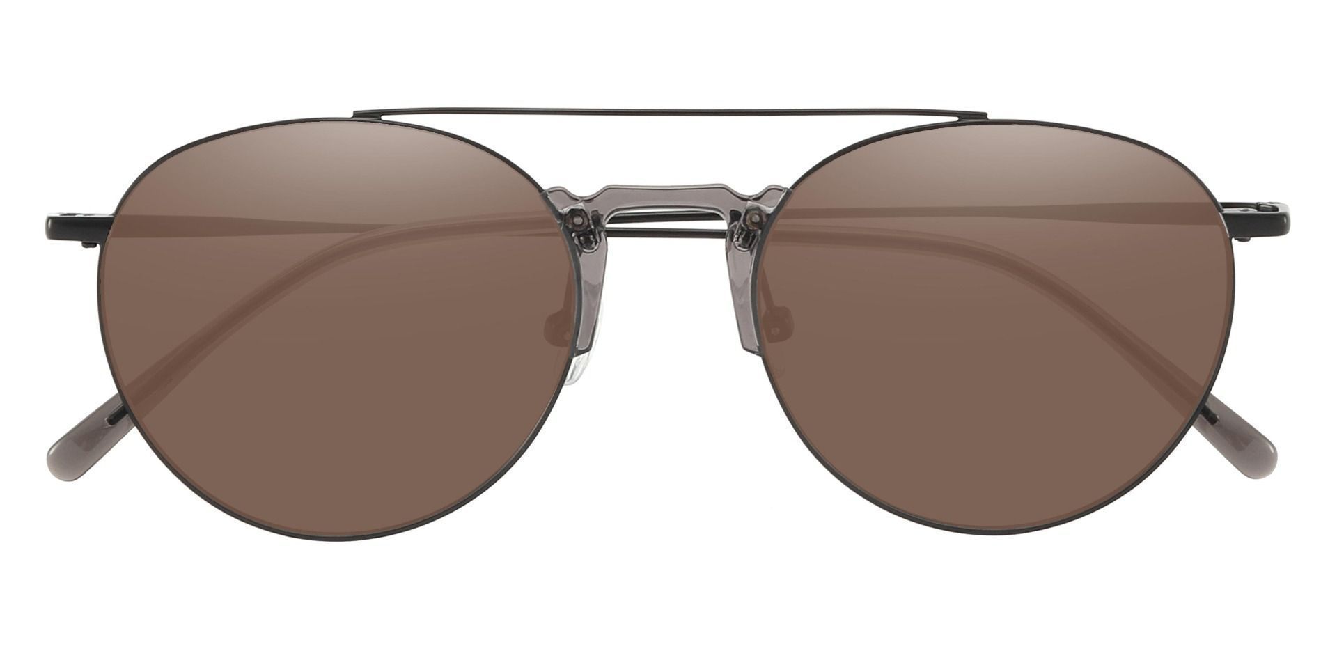 Ludden Aviator Progressive Sunglasses - Black Frame With Brown Lenses