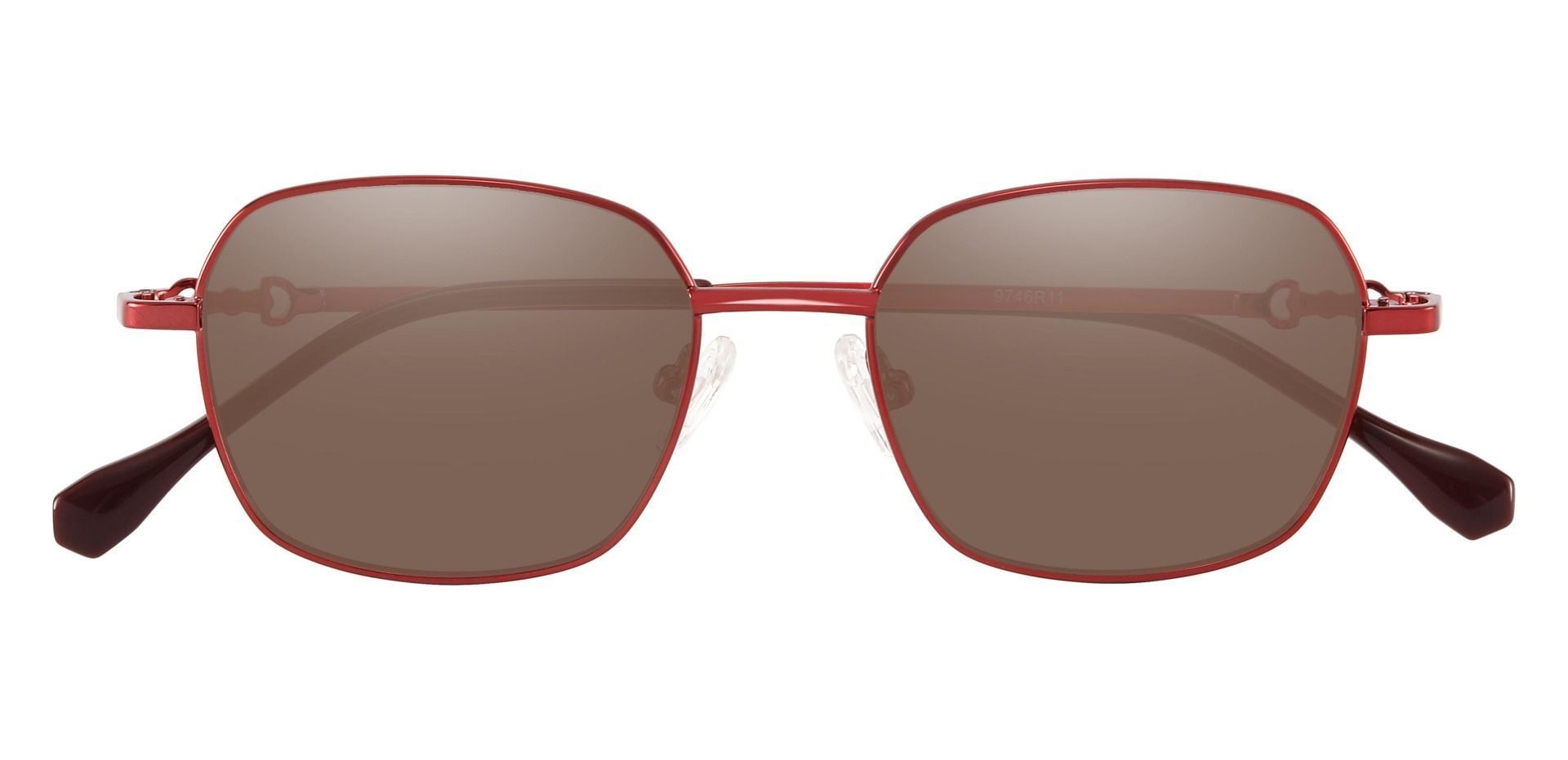 Averill Geometric Prescription Sunglasses - Red Frame With Brown Lenses