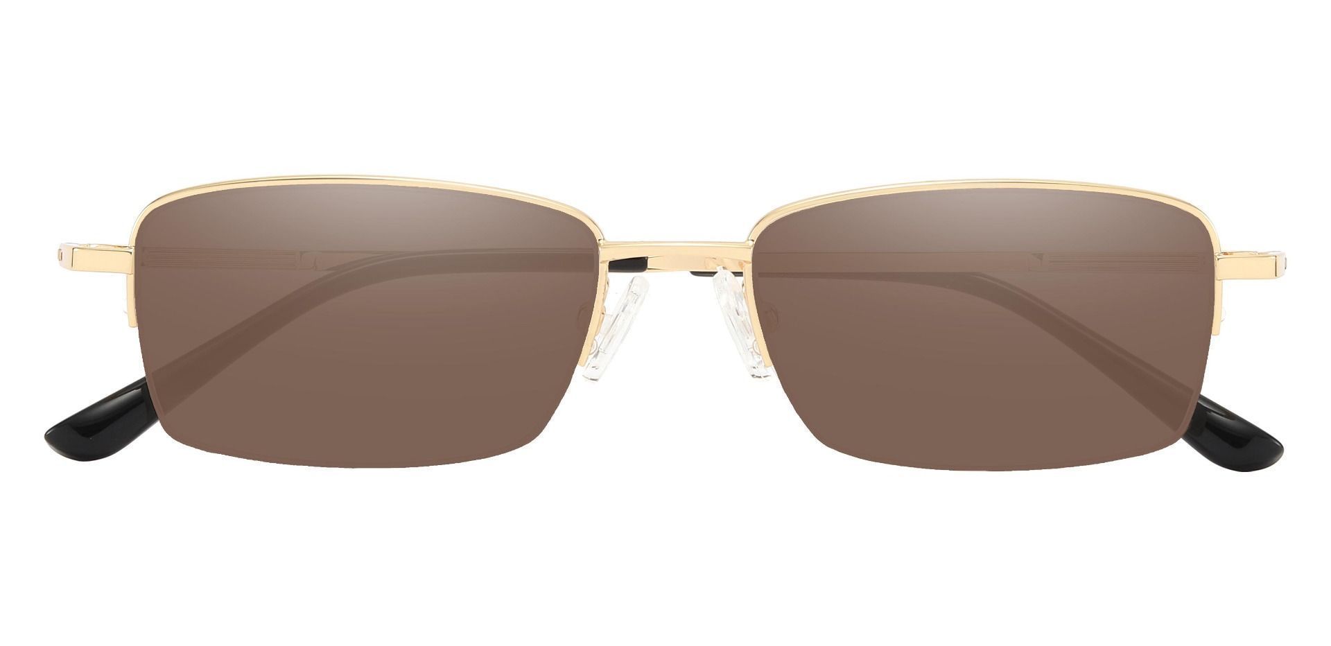 Milford Rectangle Reading Sunglasses - Gold Frame With Brown Lenses
