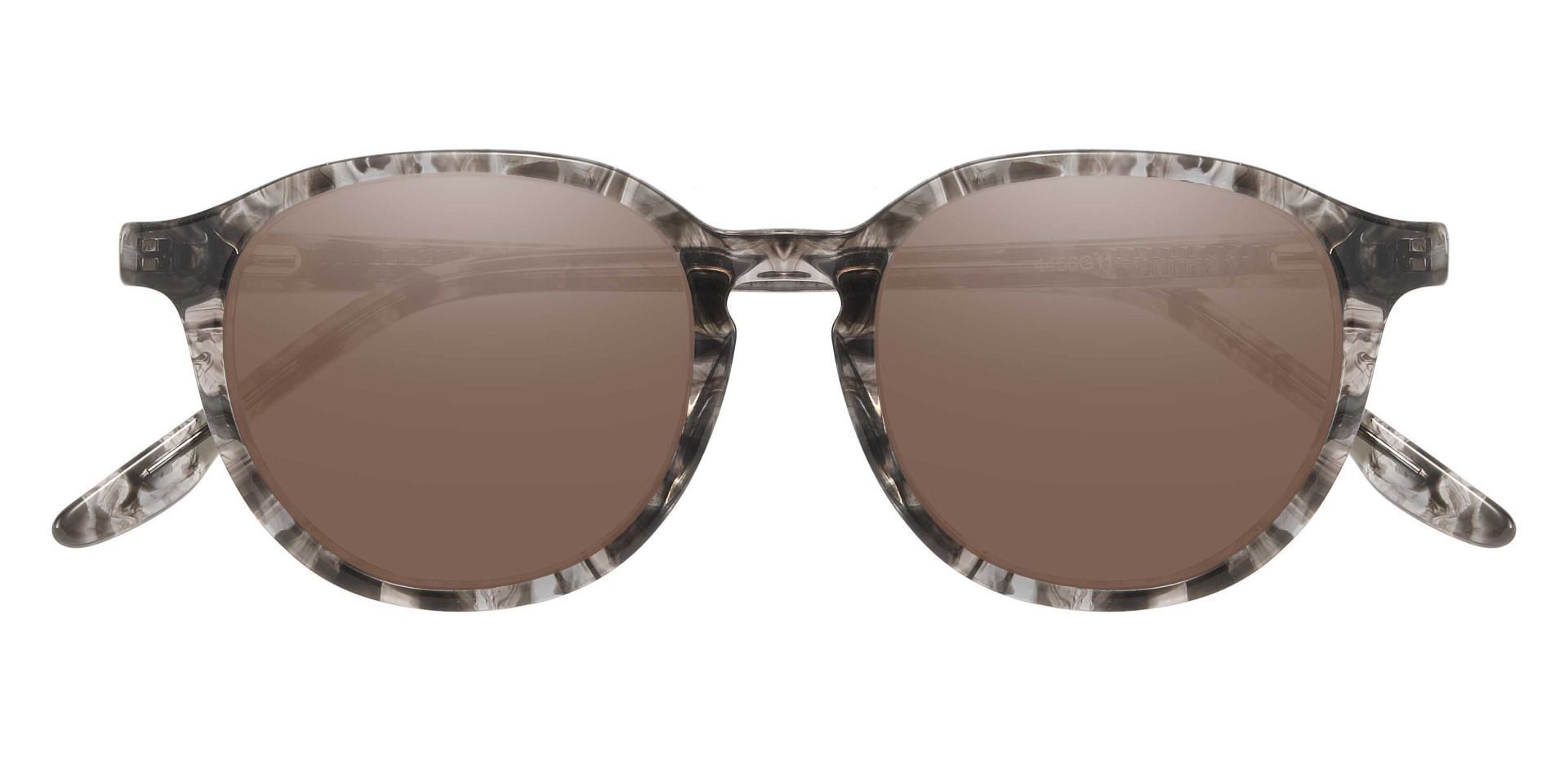 Ashley Oval Progressive Sunglasses - Gray Frame With Brown Lenses