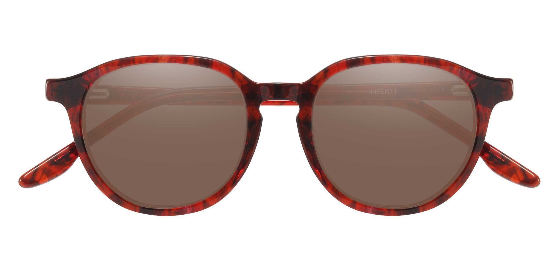 Ashley Oval Non-Rx Sunglasses - Red Frame With Brown Lenses