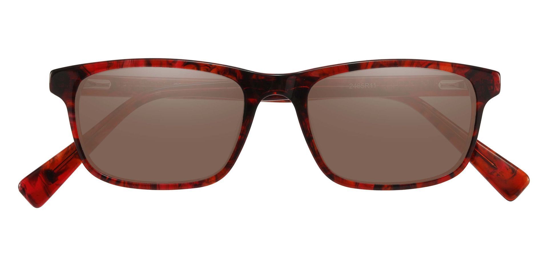 Munich Rectangle Reading Sunglasses - Red Frame With Brown Lenses