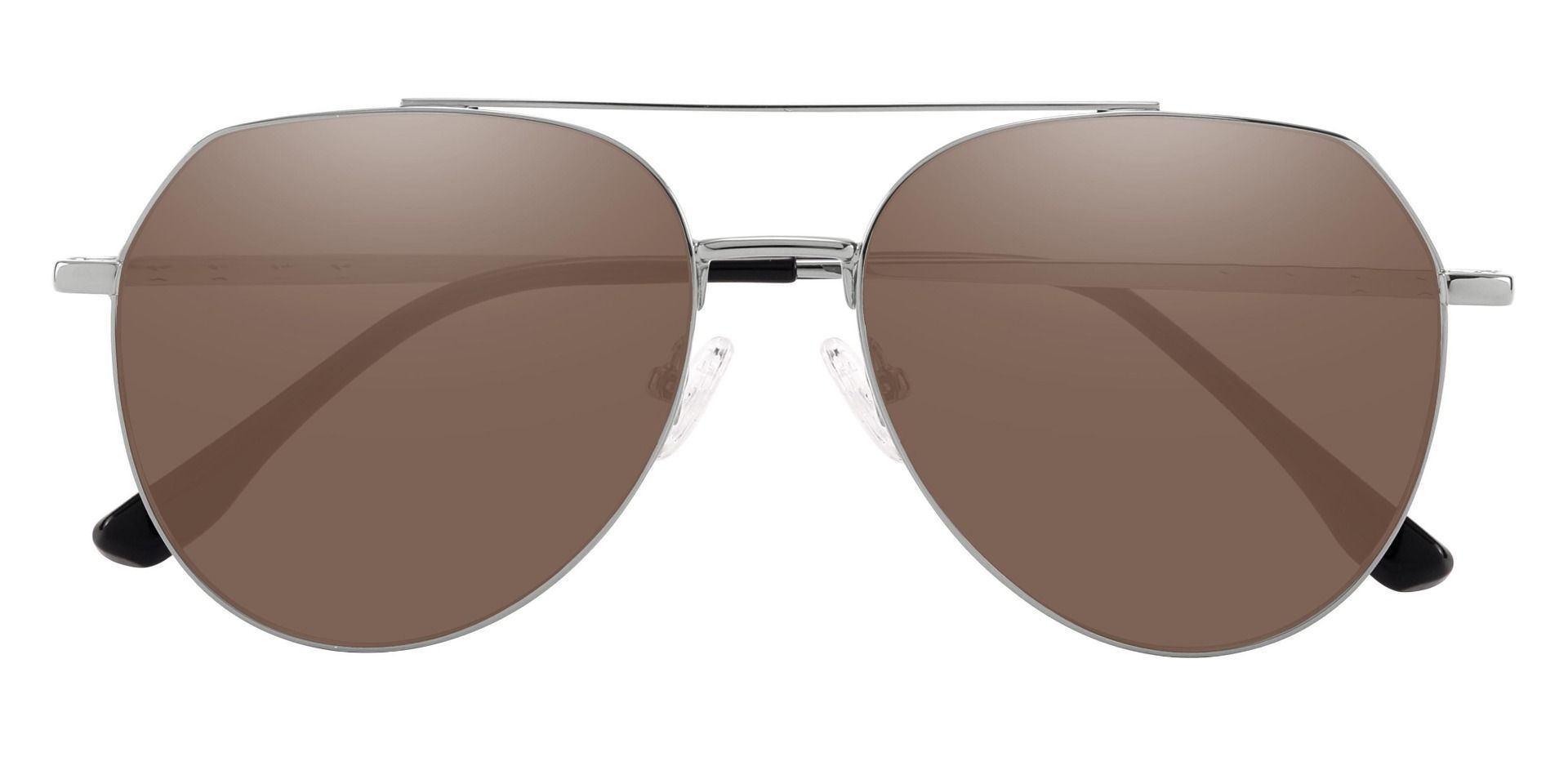 Wexford Aviator Prescription Sunglasses - Silver Frame With Brown ...