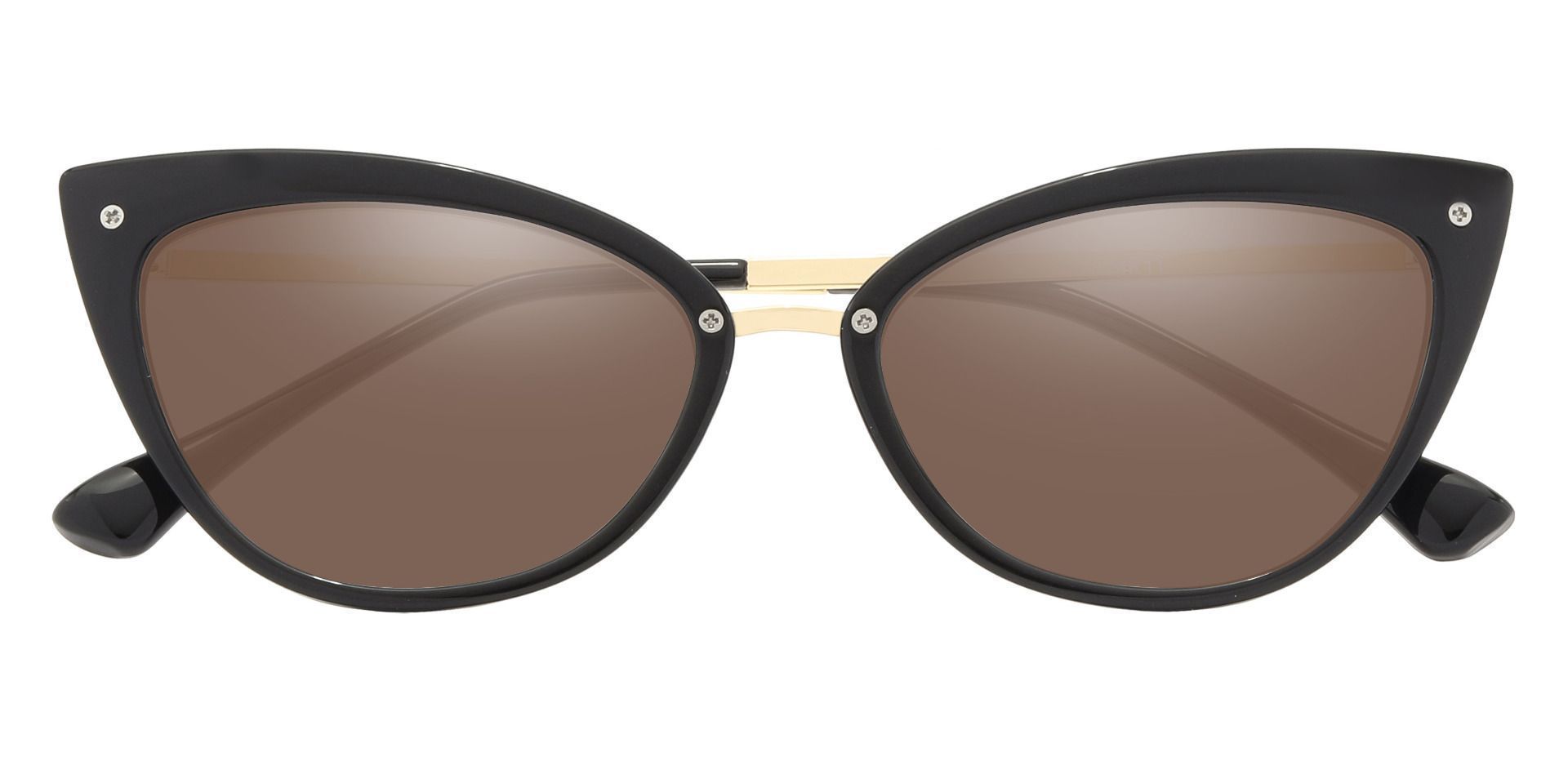 Glenda Cat Eye Prescription Sunglasses - Black Frame With Brown Lenses