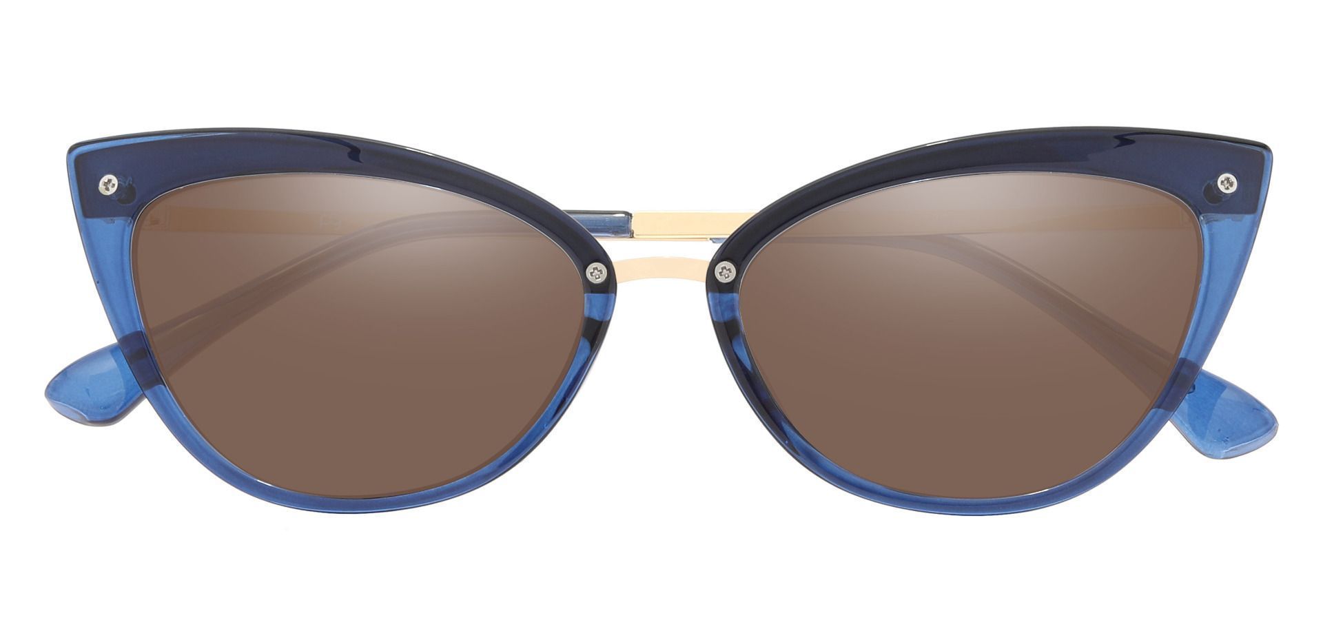 Glenda Cat Eye Prescription Sunglasses - Blue Frame With Brown Lenses