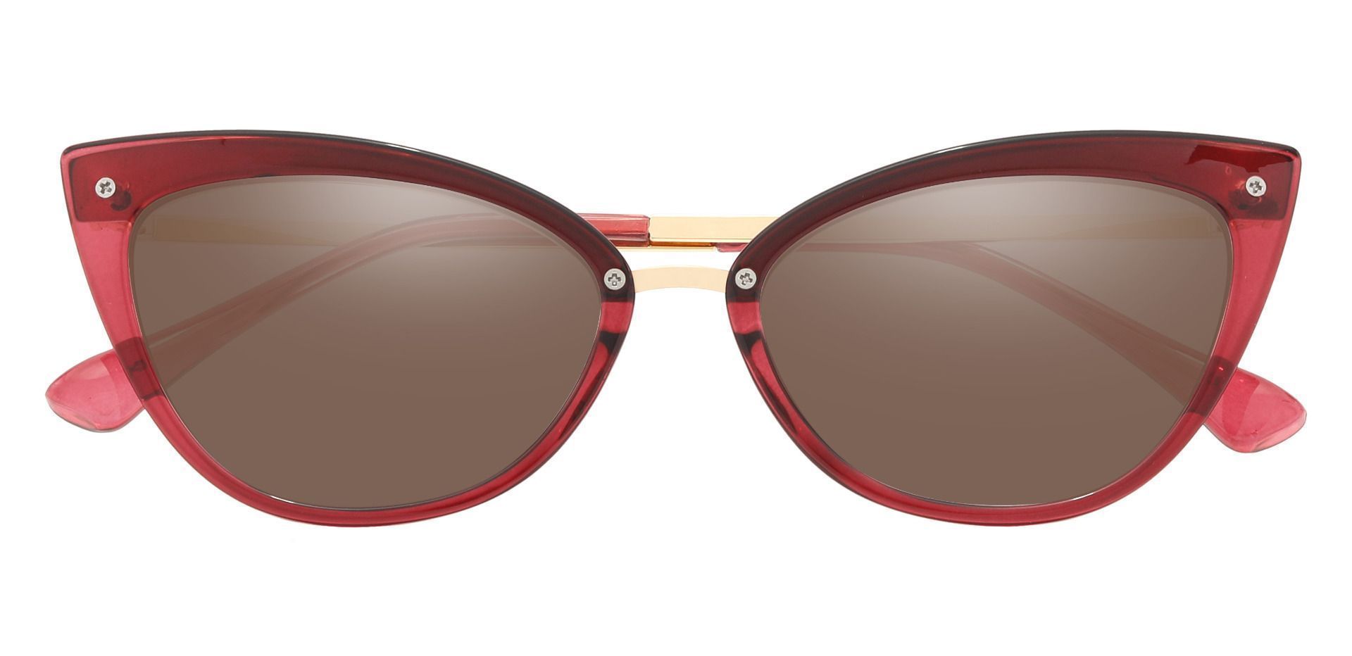 Glenda Cat Eye Prescription Sunglasses - Red Frame With Brown Lenses