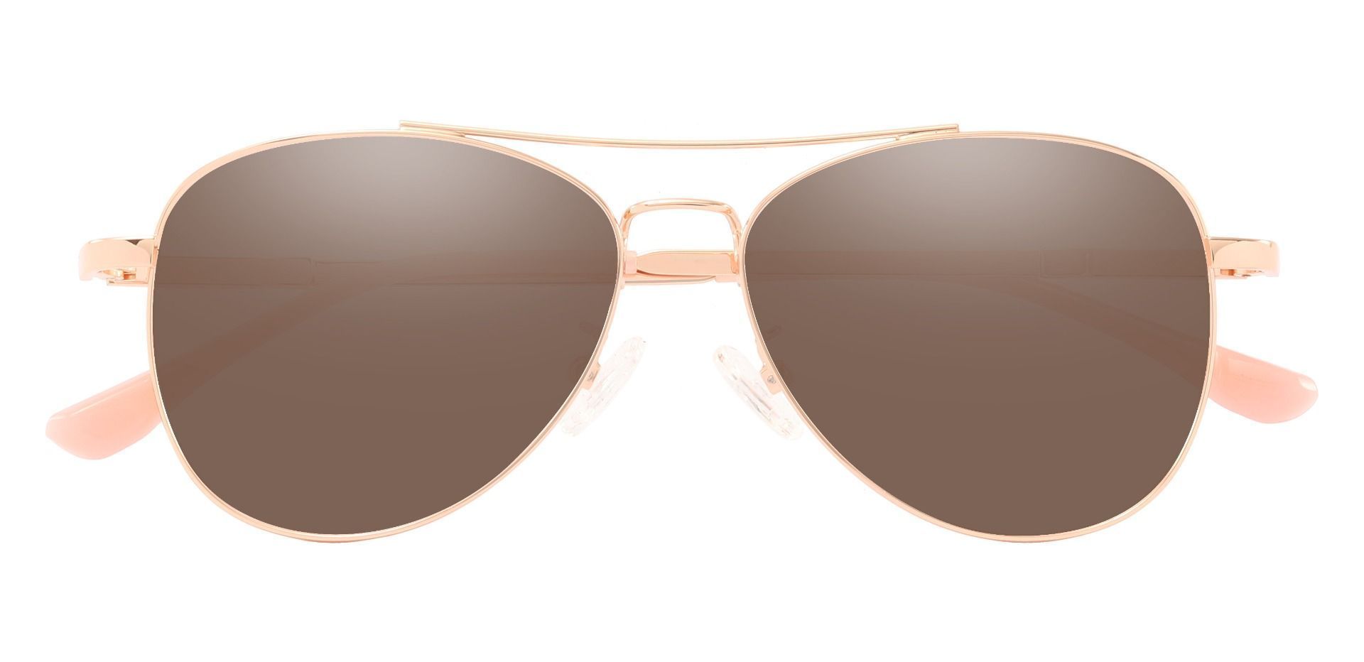 Sterling Aviator Prescription Sunglasses - Rose Gold Frame With Brown Lenses