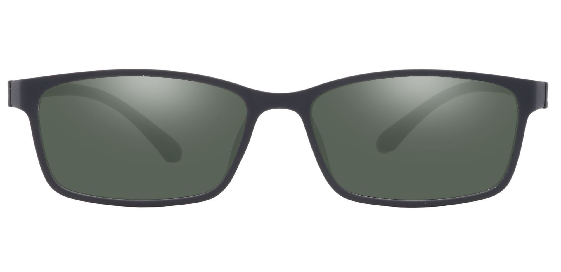 Wichita Rectangle Non-Rx Sunglasses - Black Frame With Green Lenses