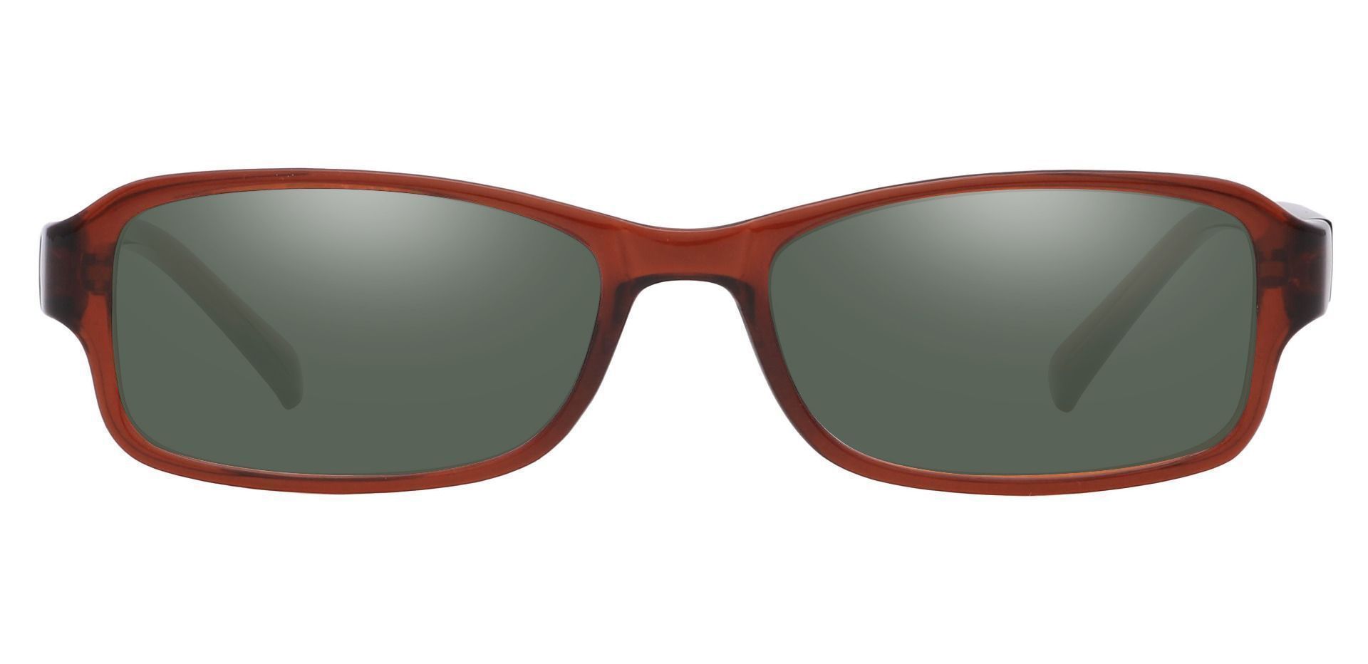 Rowan Rectangle Progressive Sunglasses - Brown Frame With Green Lenses