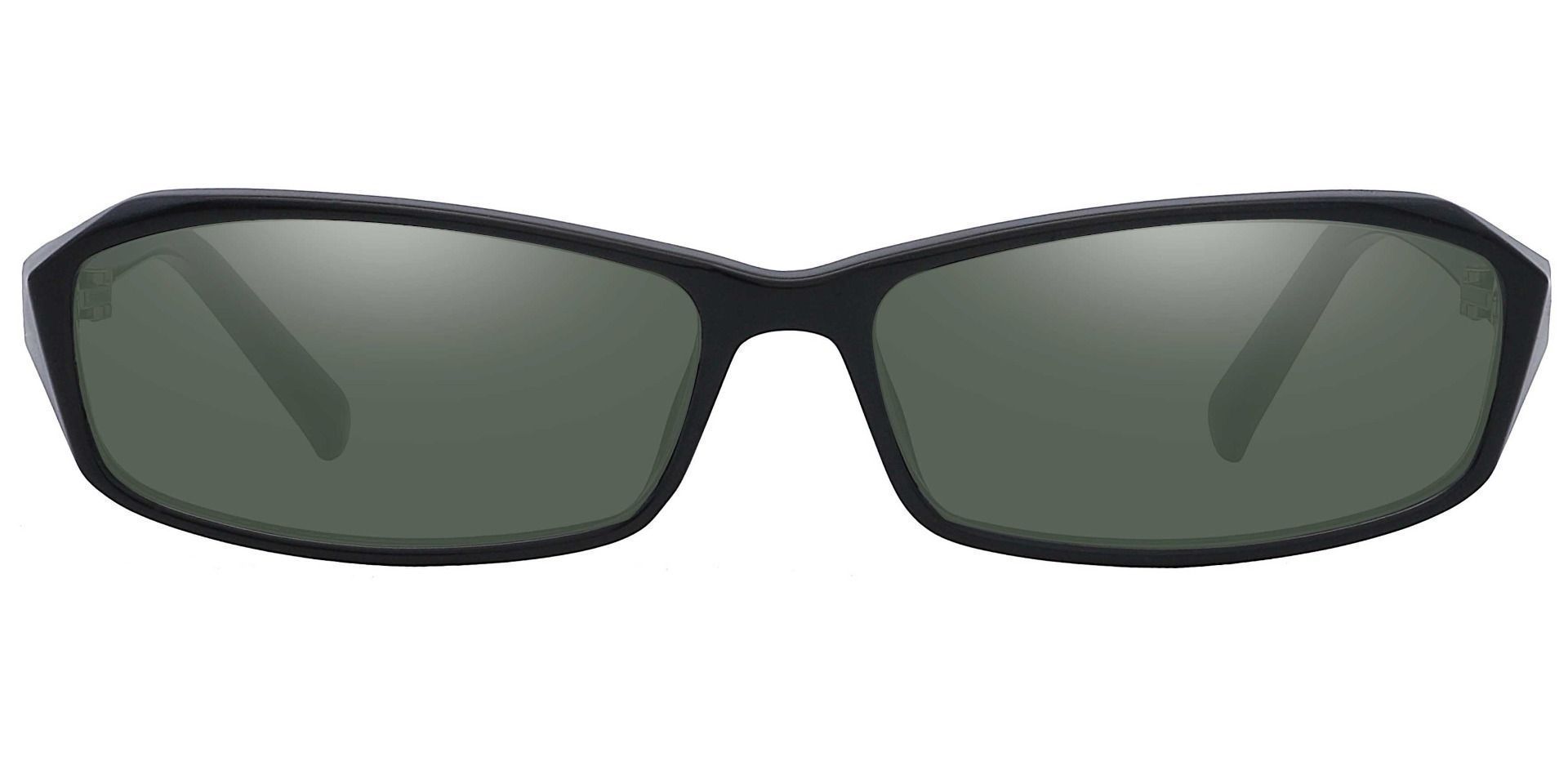 Wilson Rectangle Prescription Sunglasses Black Frame With Green