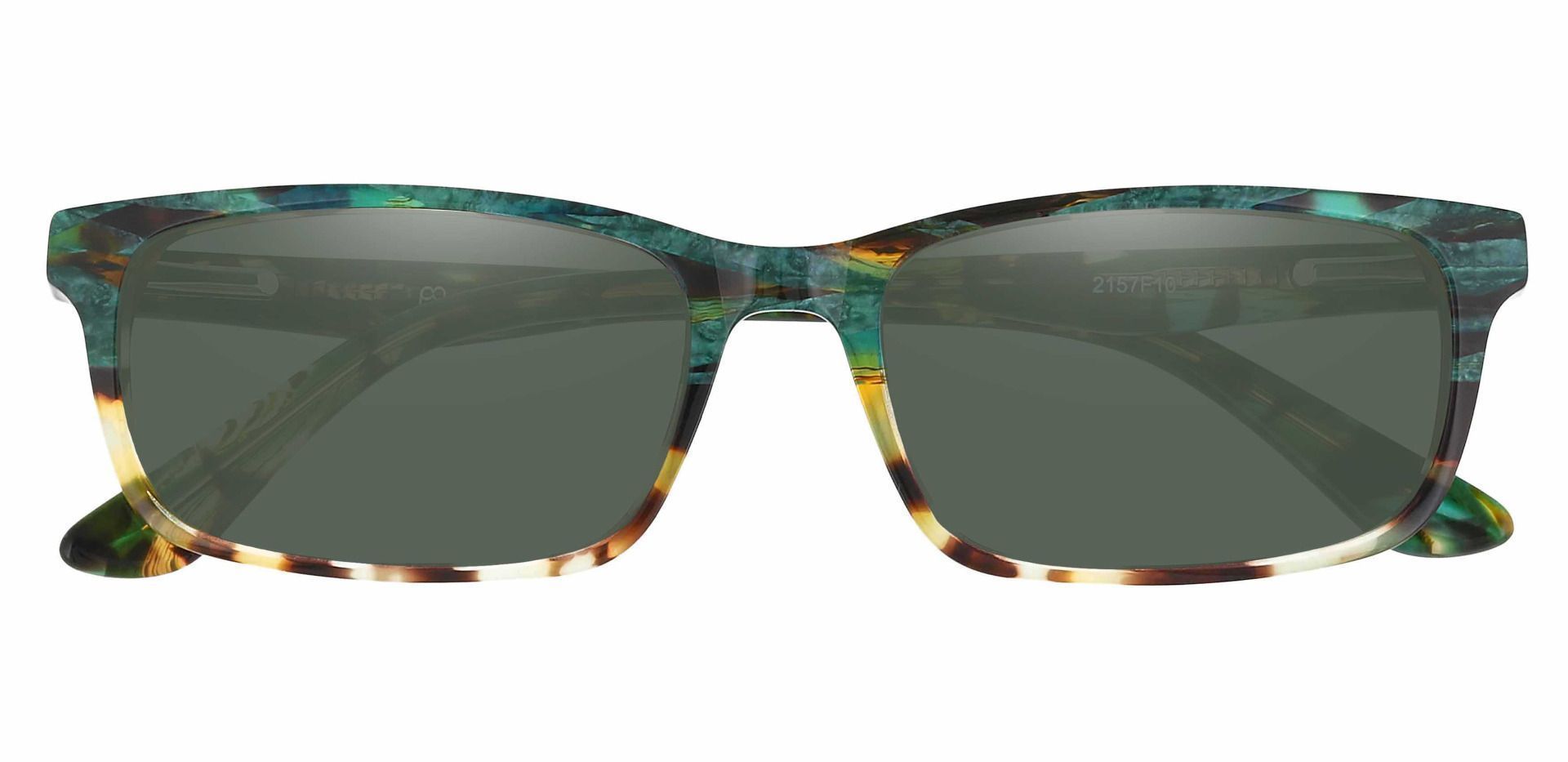 Ennis Rectangle Prescription Sunglasses - Floral Frame With Green Lenses