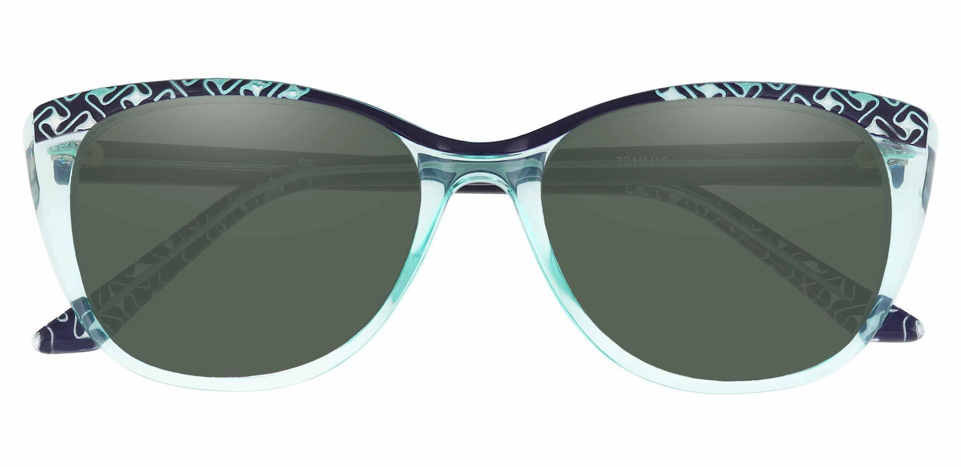 Alberta Cat Eye Prescription Sunglasses - Blue Frame With Green Lenses