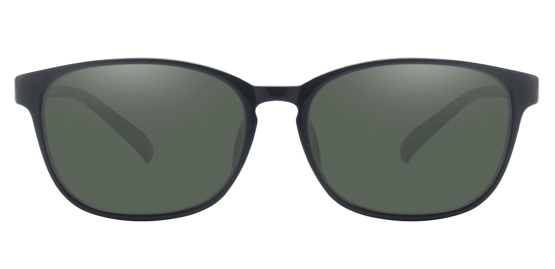 Samson Rectangle Prescription Sunglasses - Black Frame With Green Lenses