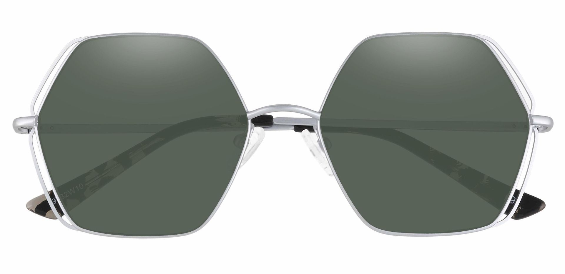Hawley Geometric Lined Bifocal Sunglasses - Silver Frame With Green Lenses